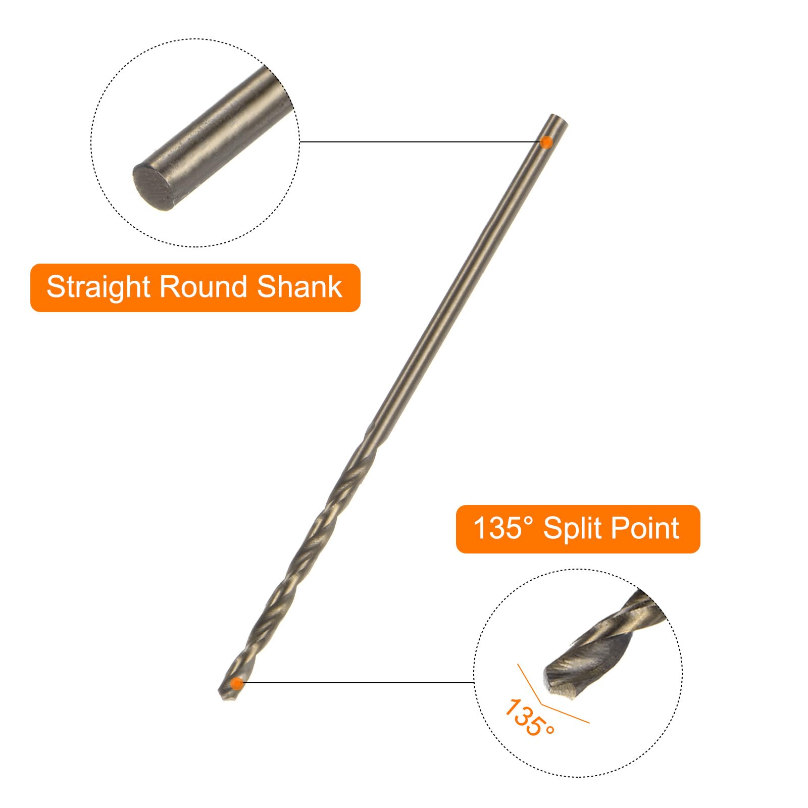 QUARKZMAN 10pz Punte da Trapano Jobber Cobalto 1,6mm / 0,063" Acciaio ad Alta Velocità HSS M35 Utensile Punta Elicoidale per Acciaio Inossidabile Rame Legno Plastica e Altri Materiali Duri