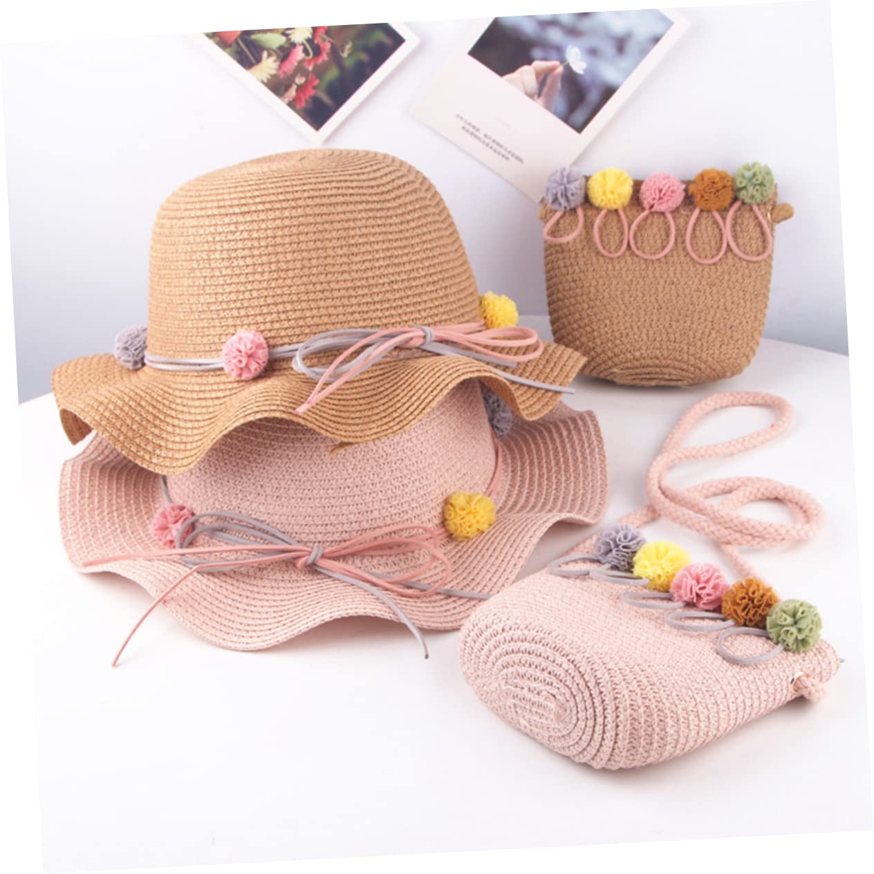 HHRFCS Sombrero para el Sol para niños y niñas Bolsa de Almacenamiento a Juego Sombrero de Playa Ligero UV para niñas para Actividades al Aire Libre y Vacaciones Caqui