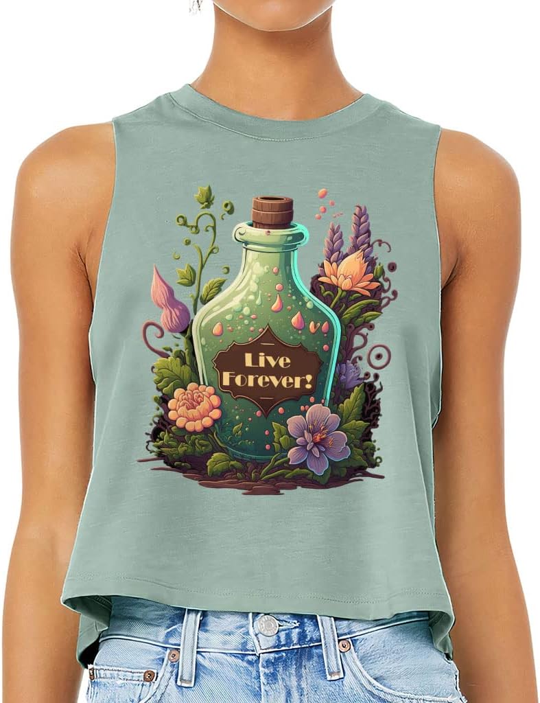 Live Forever Racerback Cropped Tank - Floral Women's Tank - Print Tank Top