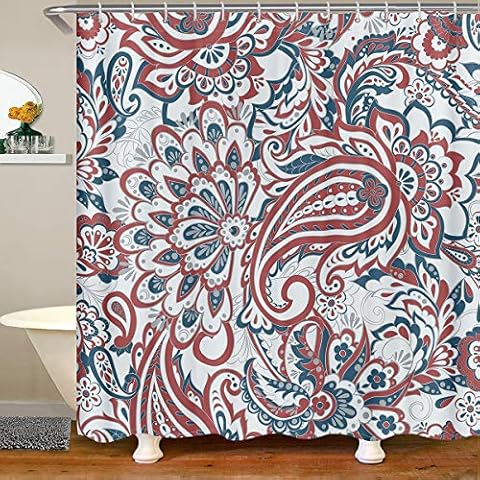 Juego de cortina de ducha de Paisley con estampado de cachemira Cover