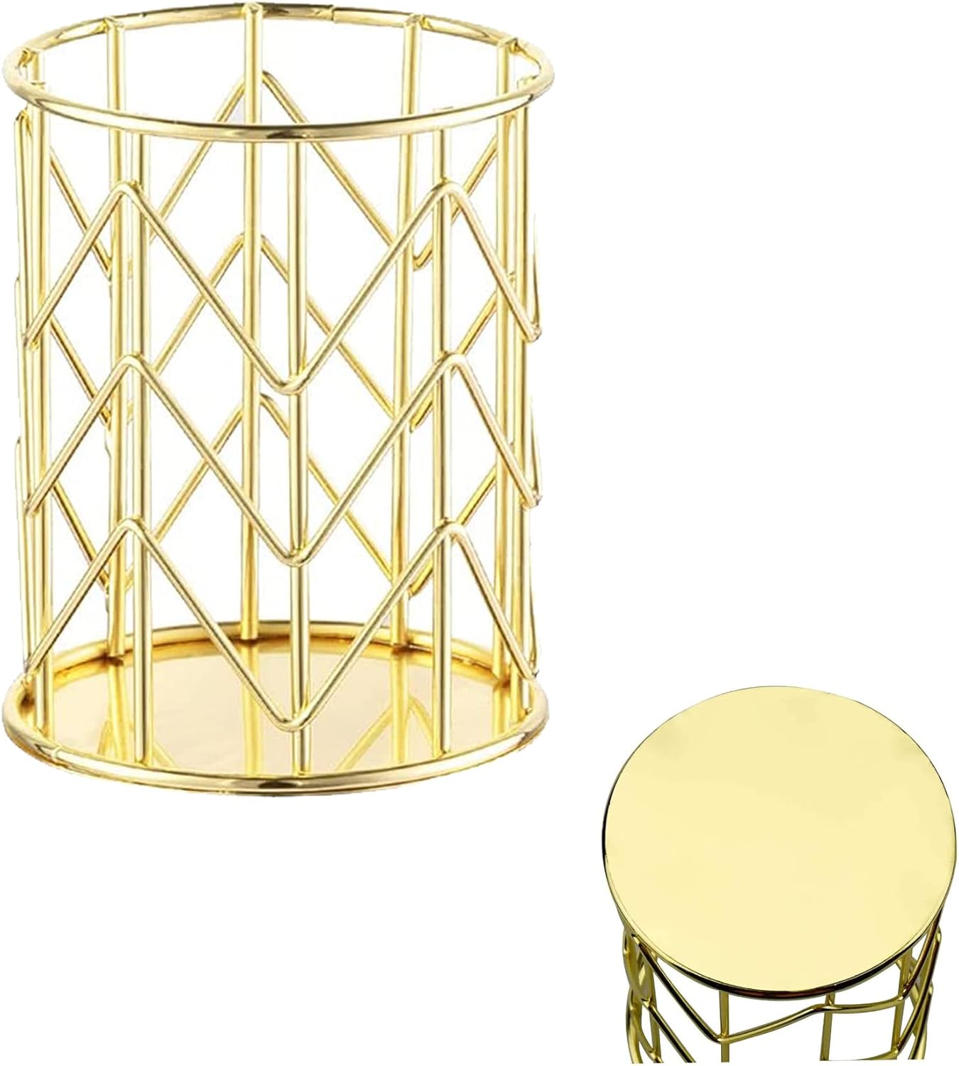 Soporte para lápices de malla metálica de alambre dorado para brochas de maquillaje, organizador de bolígrafos, accesorios para escritorio, oficina,