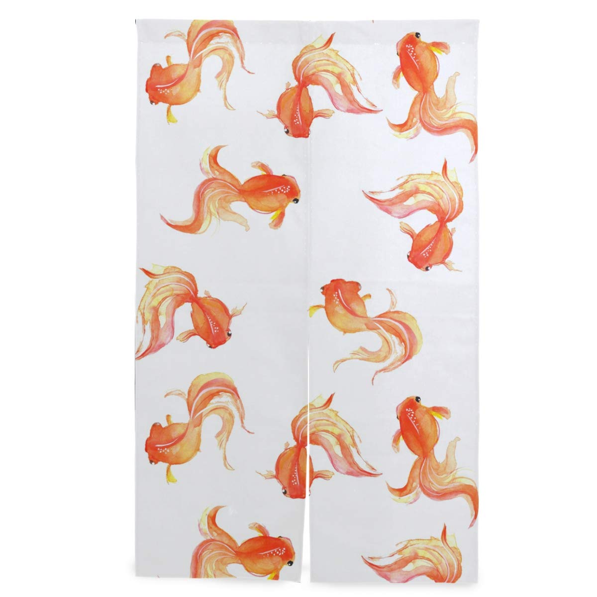 Amazon｜カオリヤ のれん 金魚柄 きんぎょ柄 魚柄 オレンジ 暖簾 幅89
