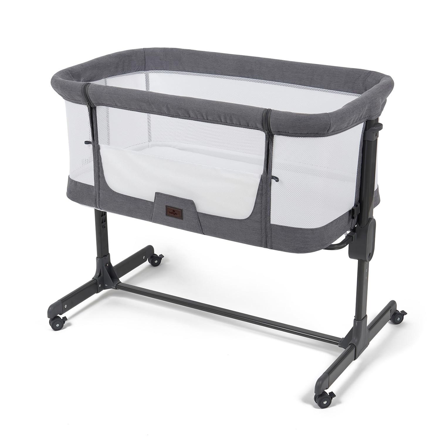 BABYLO Aurora 2-in-1 Co Sleeper, Nachttisch & eigenständiges Babybett mit Matratze, 0-6 Monate (9 kg), Grau