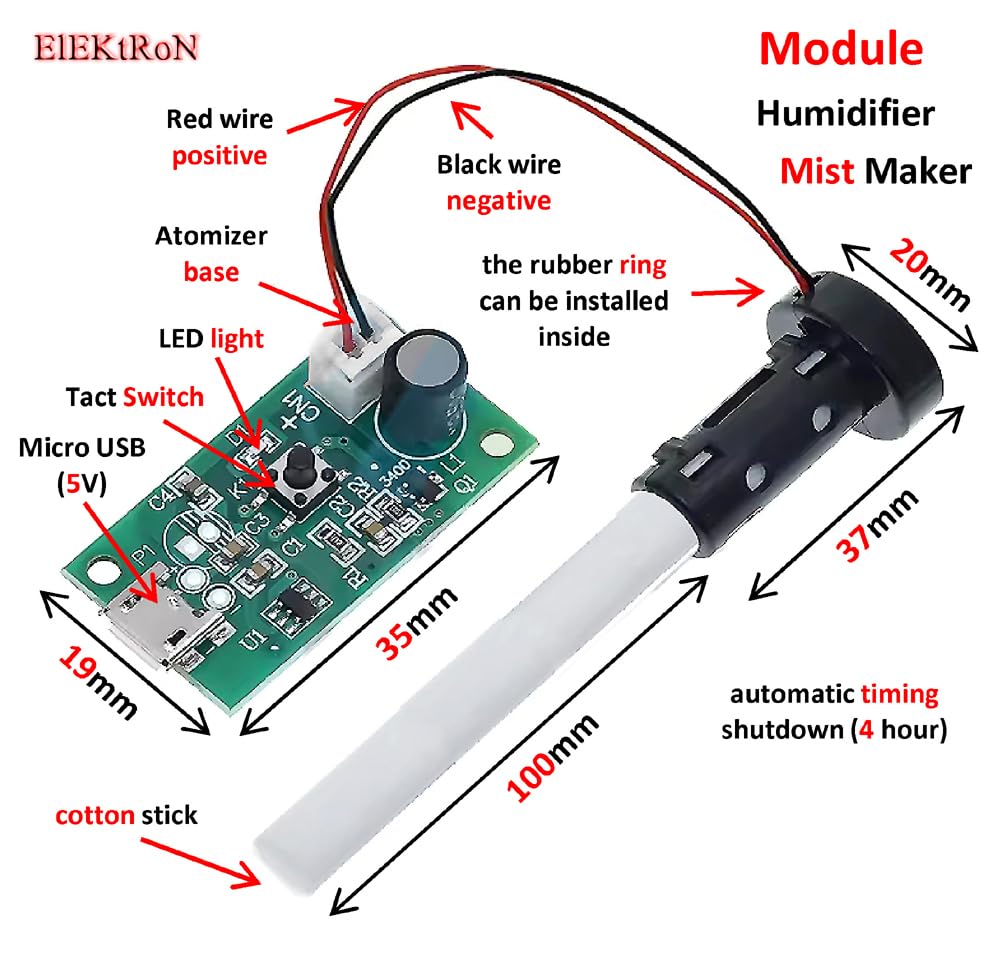 Module 1 Pcs USB Mini Humidifier and Mist Maker Fogger Atomization Film Atomizer DIY Kit Driver Circuit Board Module: Buy Online at Best Price in Egypt - Souq is now Amazon.eg