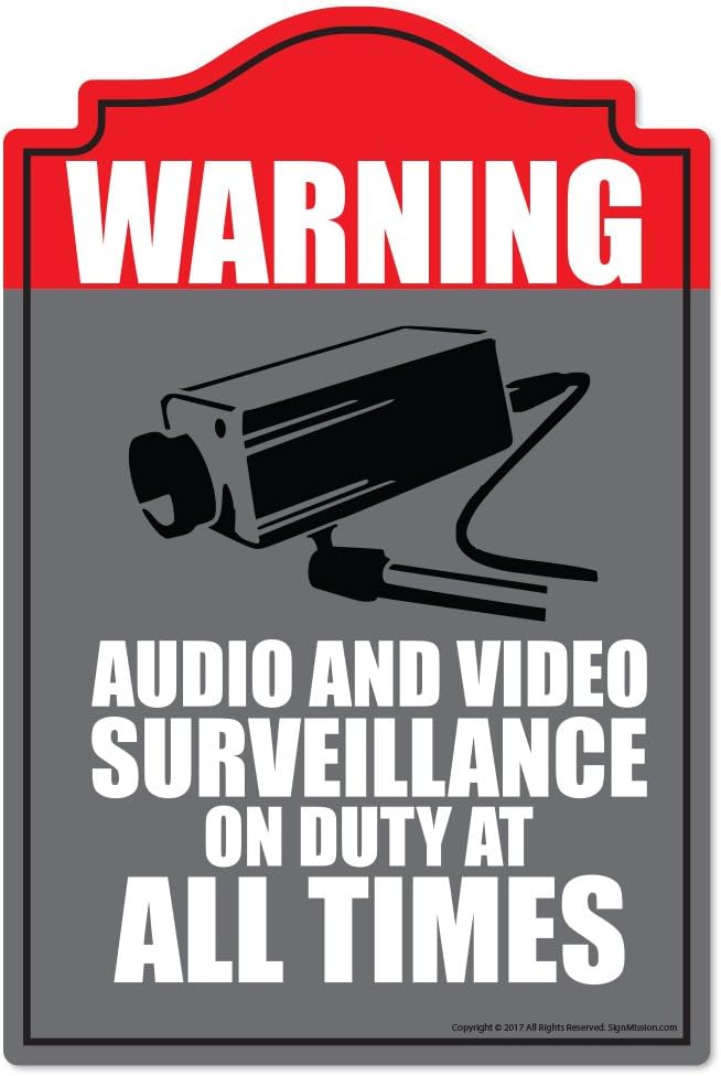Audio Video Surveillance Novelty Sign | Indoor/Outdoor | Funny Home Décor for Garages, Living Rooms, Bedroom, Offices | SignMission Personalized Gift Wall Plaque Decoration