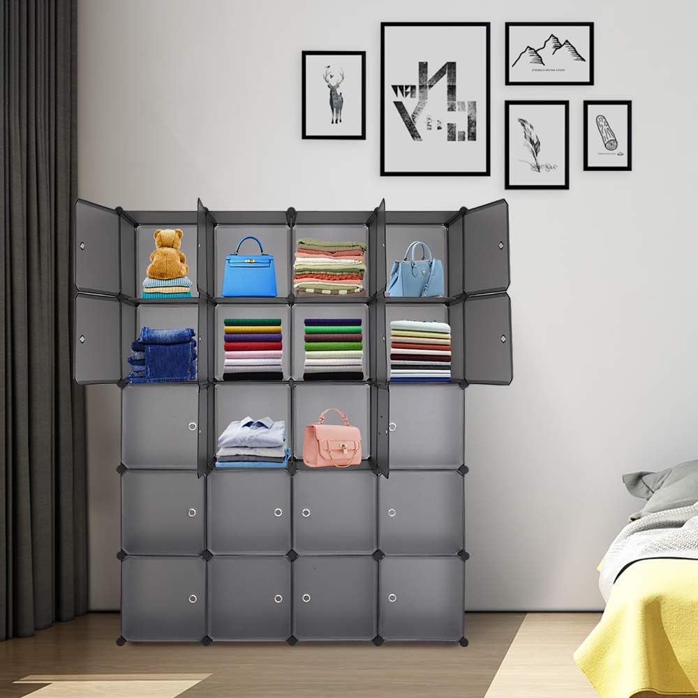 Cube Storage Organizer, 20-Cube Closet Storage Shelves, DIY Plastic Closet Cabinet