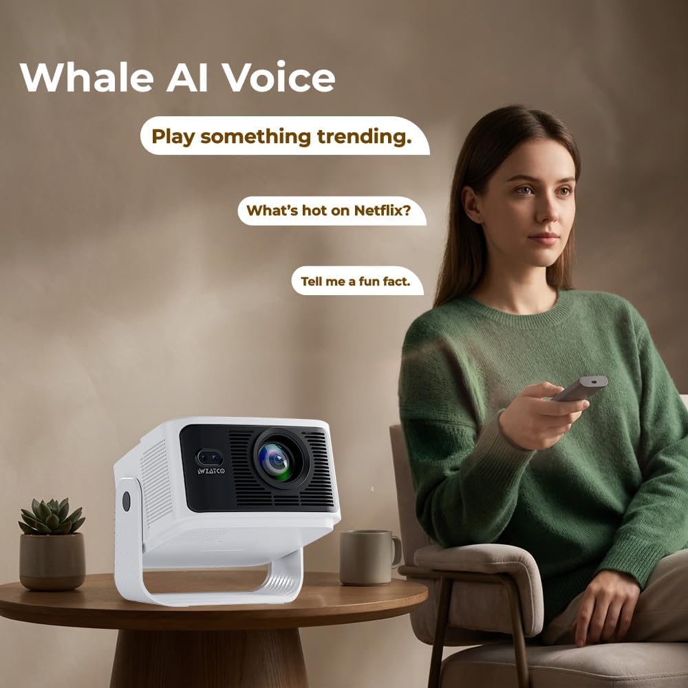 WZATCO Yuva Vibe Pro Certified Netflix Smart Home Native 1080P Projector 4k Ultra hd, Fully Automatic, 1000 ANSI, Sealed Engine, HDMI ARC, Sealed Engine, Voice Remote — Amazon image 4