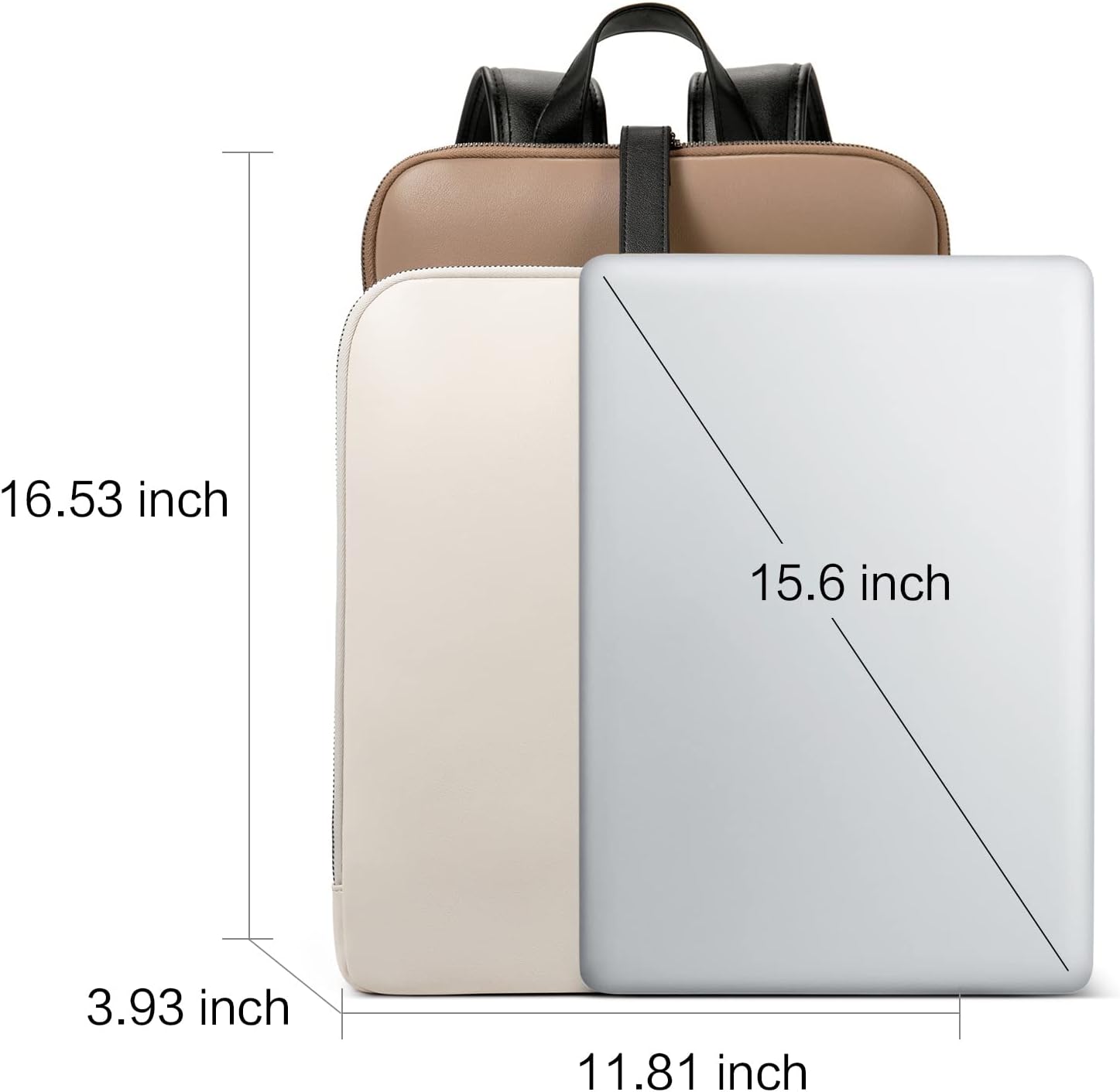 CLUCI Leather Backpack for Women, 15.6 inch Laptop Bag, Large Genuine Work Backpack Travel Back - Image 5