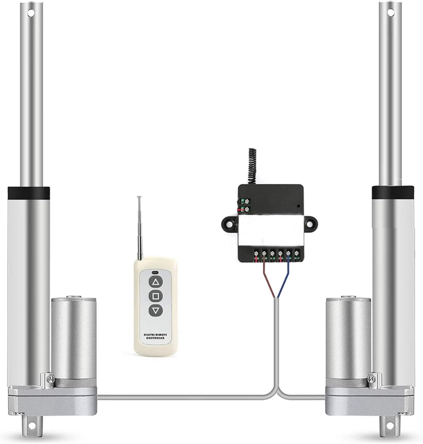 Linear Actuator 2PCS with 1 Control Unit & 2 Remote Controllers, DC 12V/24V, Thrust 10KG-150KG, Stroke Length 50mm to 250mm, Electric Actuator for Various Applications