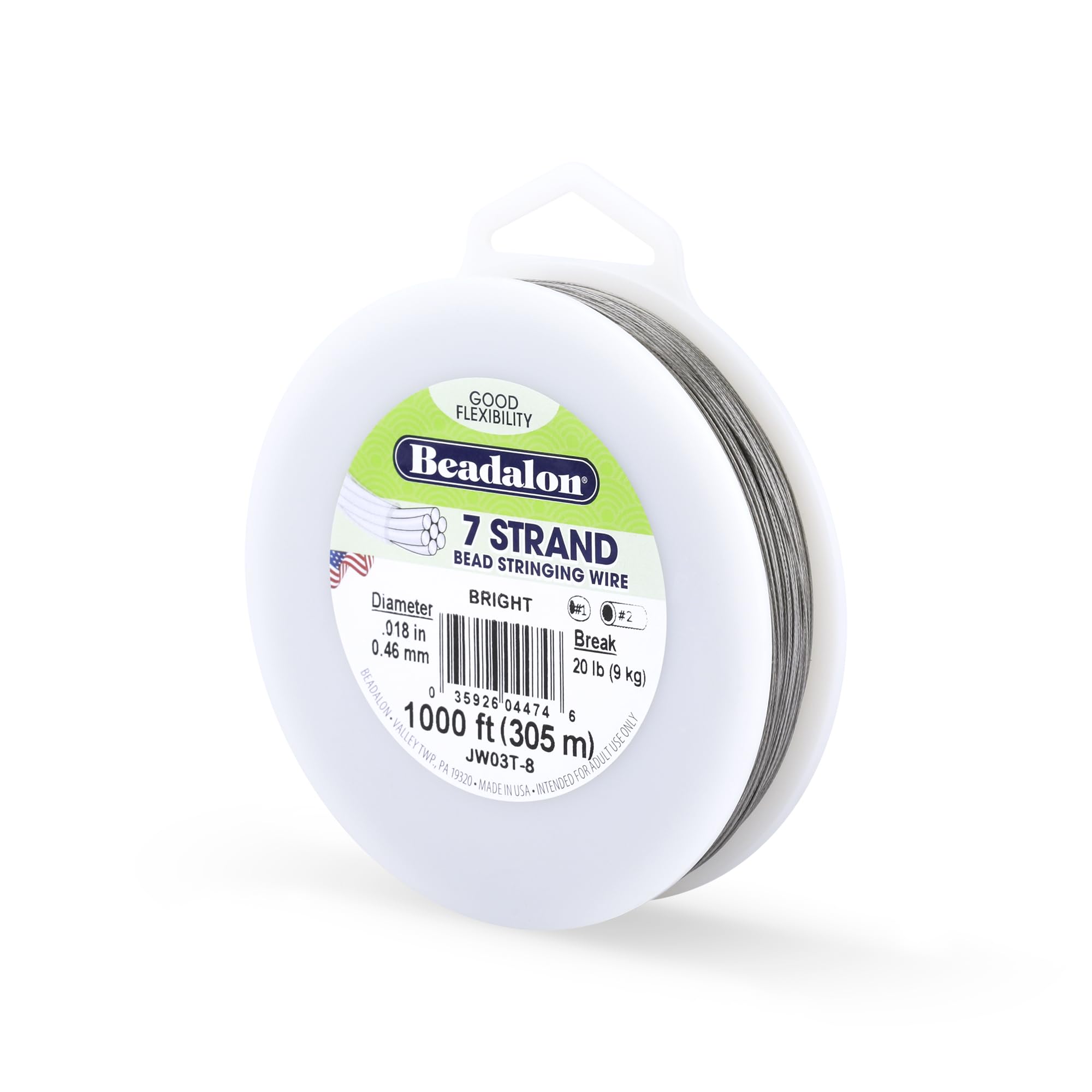 Beadalon 0.46 mm Diameter 305 m Reel 7 Strand Wire, Bright