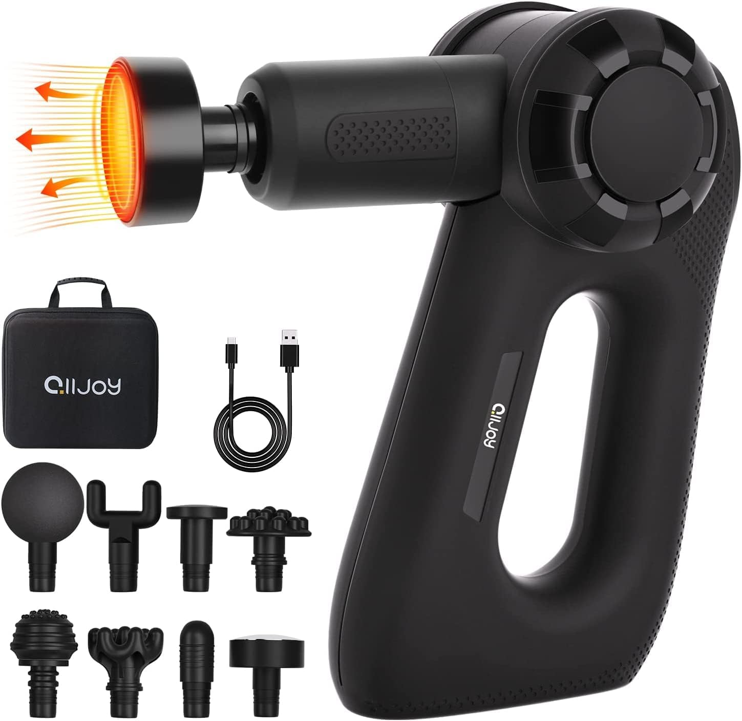 Massagepistole, ALLJOY Handheld Massage Gun mit Verstellbarem & 8 Massageköpfen, Deep Tissue