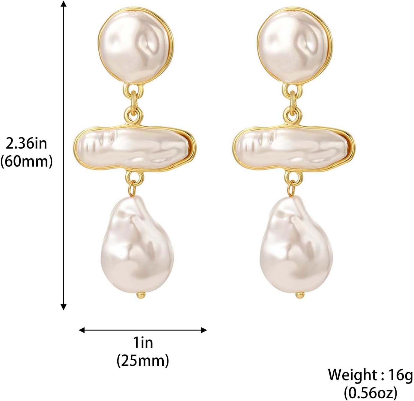 HETICA Baroque Pearl Earrings for Women - Large Teardrop Drop Statement Dangle Earring, Fashion Bridal Wedding Gift - Image 4