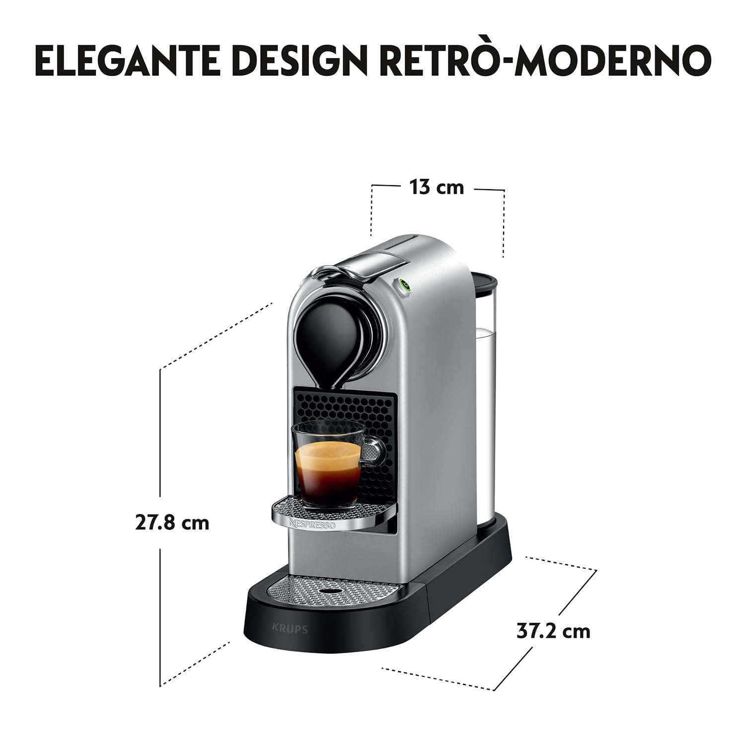 Nespresso Citiz XN741B, Macchina da caffè di Krups, Sistema Capsule Nespresso, Serbatoio acqua 1L, Colore Argento
