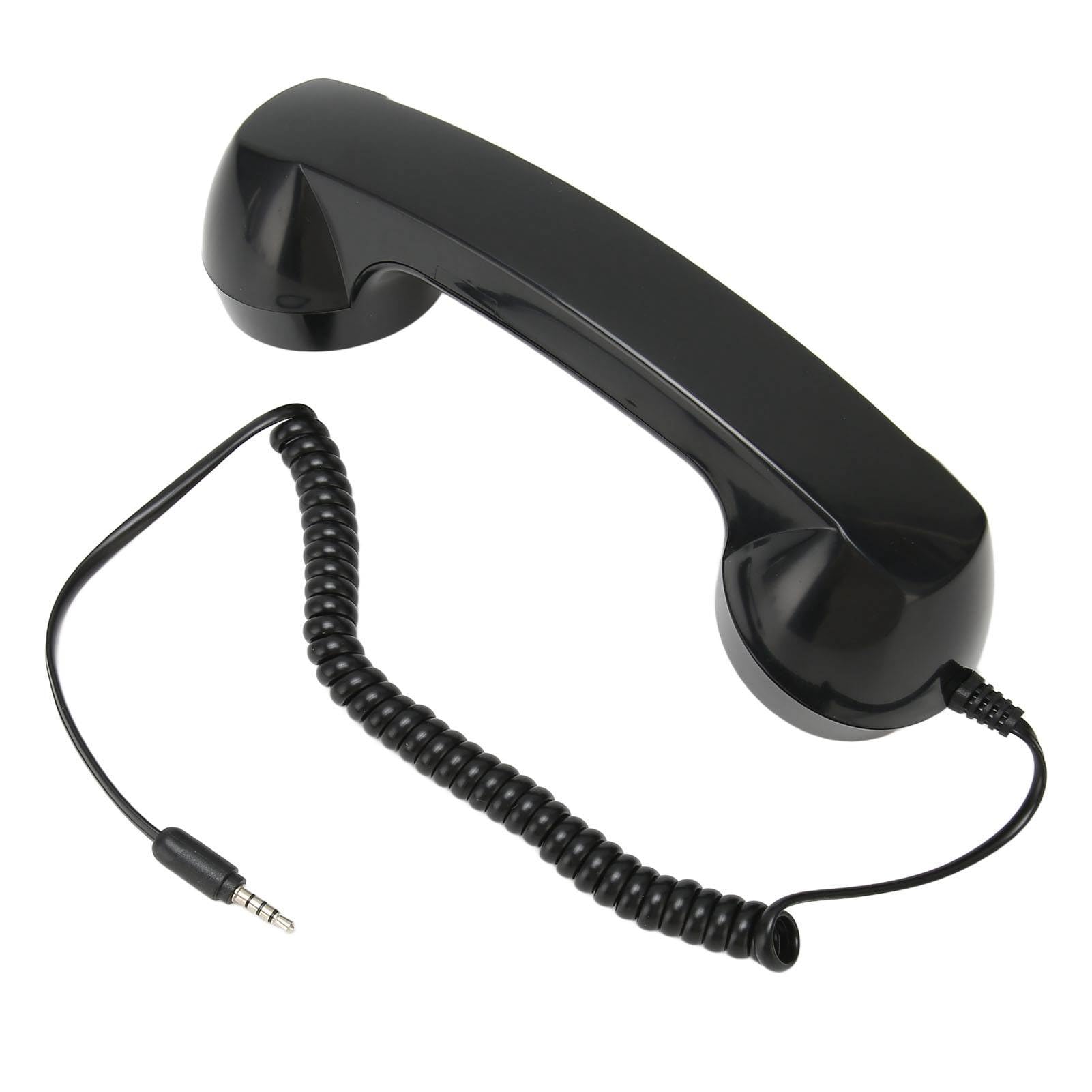 Odbiornik Telefonu Komórkowego, Odporny na Promieniowanie Zestaw Słuchawkowy w Stylu Retro, Czysty Dźwięk z Mikrofonem do Smartfonów (Czarny)
