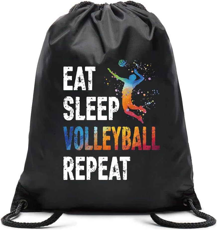 Pishovi Eat Sleep Volleyball Repeat Drawstring Waterproof
