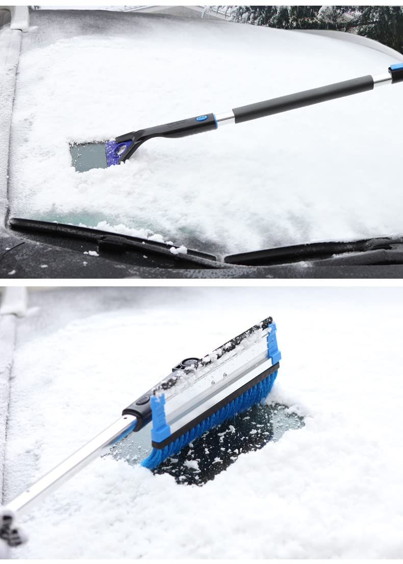 Eiskratzer, Autoskratzer mit Besen ausziehbarer Schneebürstenwagen Eiskratzer 2-in-1-Schneebürste, abnehmbare Schneebürste