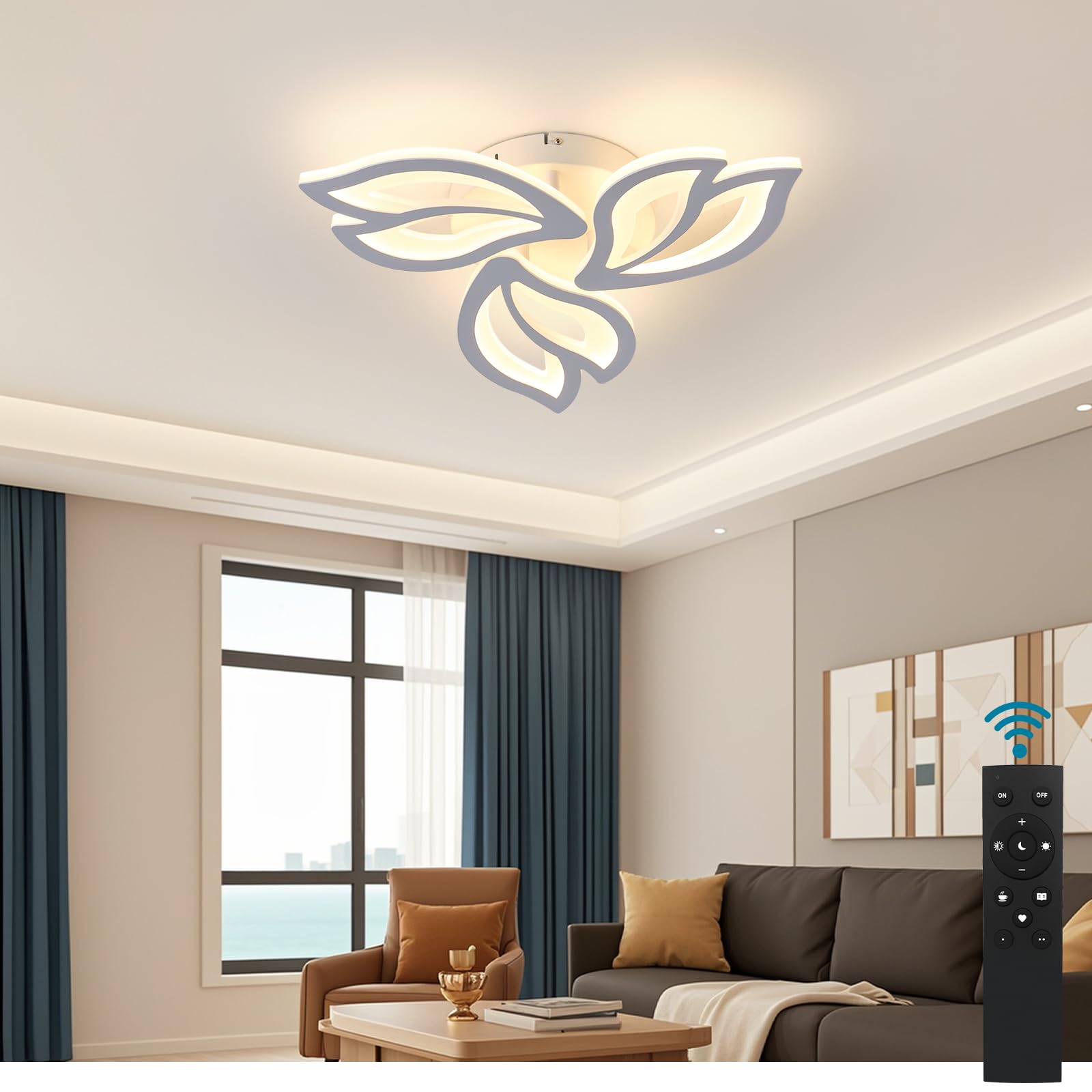 Sky angle LED Ceiling Light with Remote Control, Adjustable Light 38 W 4560 LM, Acrylic Ceiling Lights for Bedroom Living Room