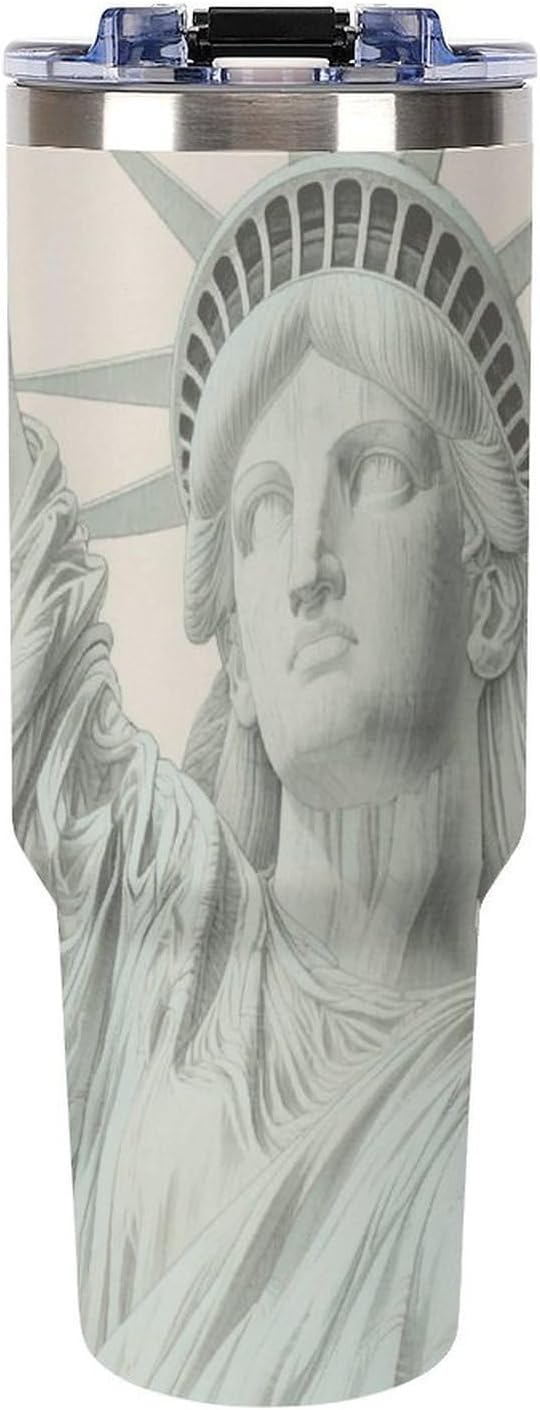 40 Oz Tumbler with Straw And Lid Statue of Liberty Insulated Travel Coffee Mug Stainless Steel Water Bottle Vacuum Insulated Tumblers for Sport Work Car Travel Weekends