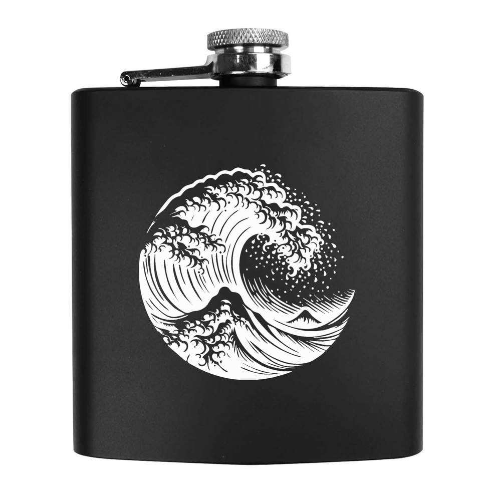 6oz (170ml) 'Tsunami Ocean Wave' Pocket Hip Flask (HP00033200)