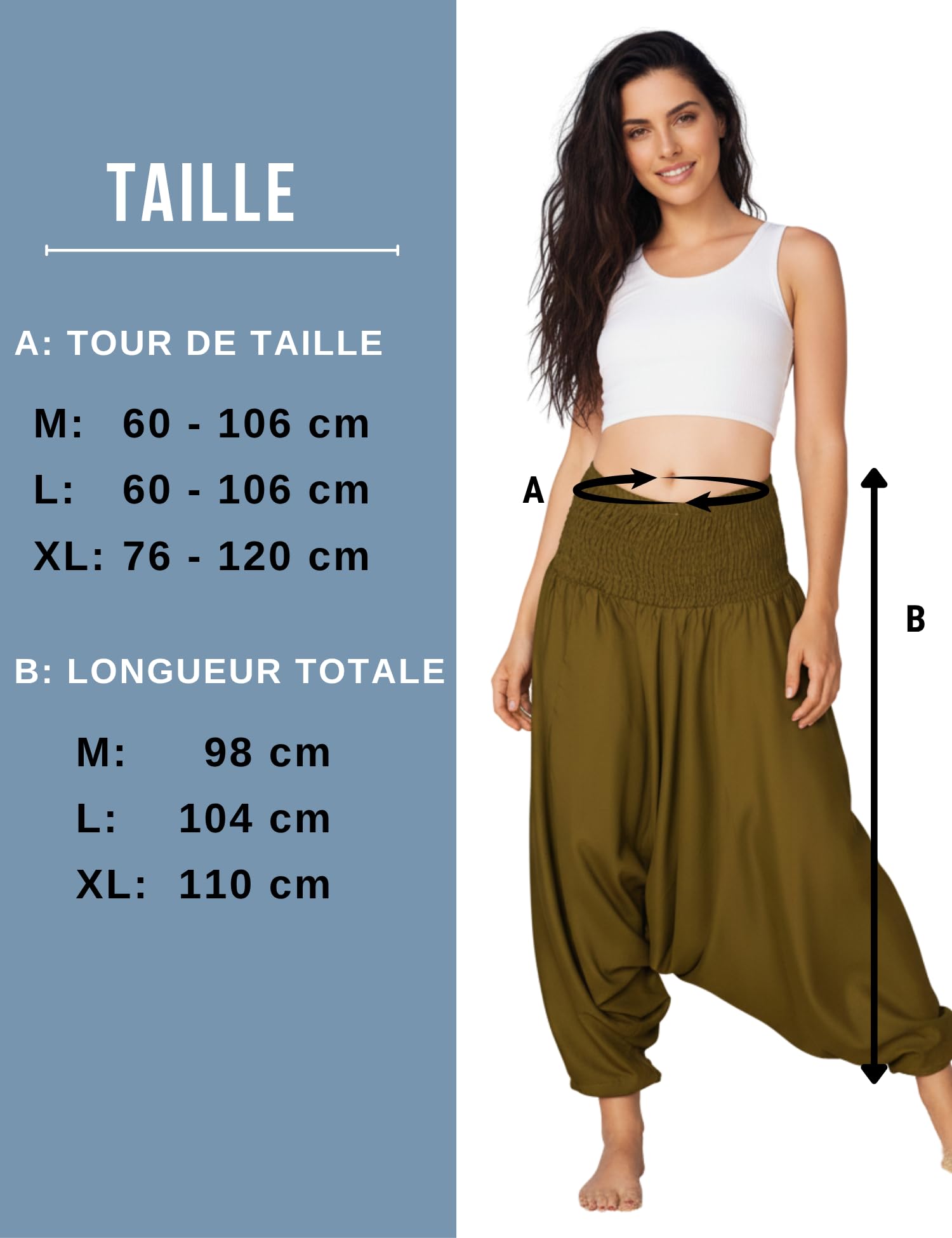 PANASIAM Sarouel Femme 2-en-1 Aussi comme Combinaison – Pantalon Aladin 100% Viscose, Doux & léger – Taille élastique, Coupe Ample – Unisexe, idéal pour Le Yoga, Les Loisirs & Le Voyage