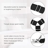 Vista 2 de Abrazaderas de sábana, tirantes en triángulo ajustable elástico, correas con clip para sábanas, fundas de colchón, almohadón de sofá