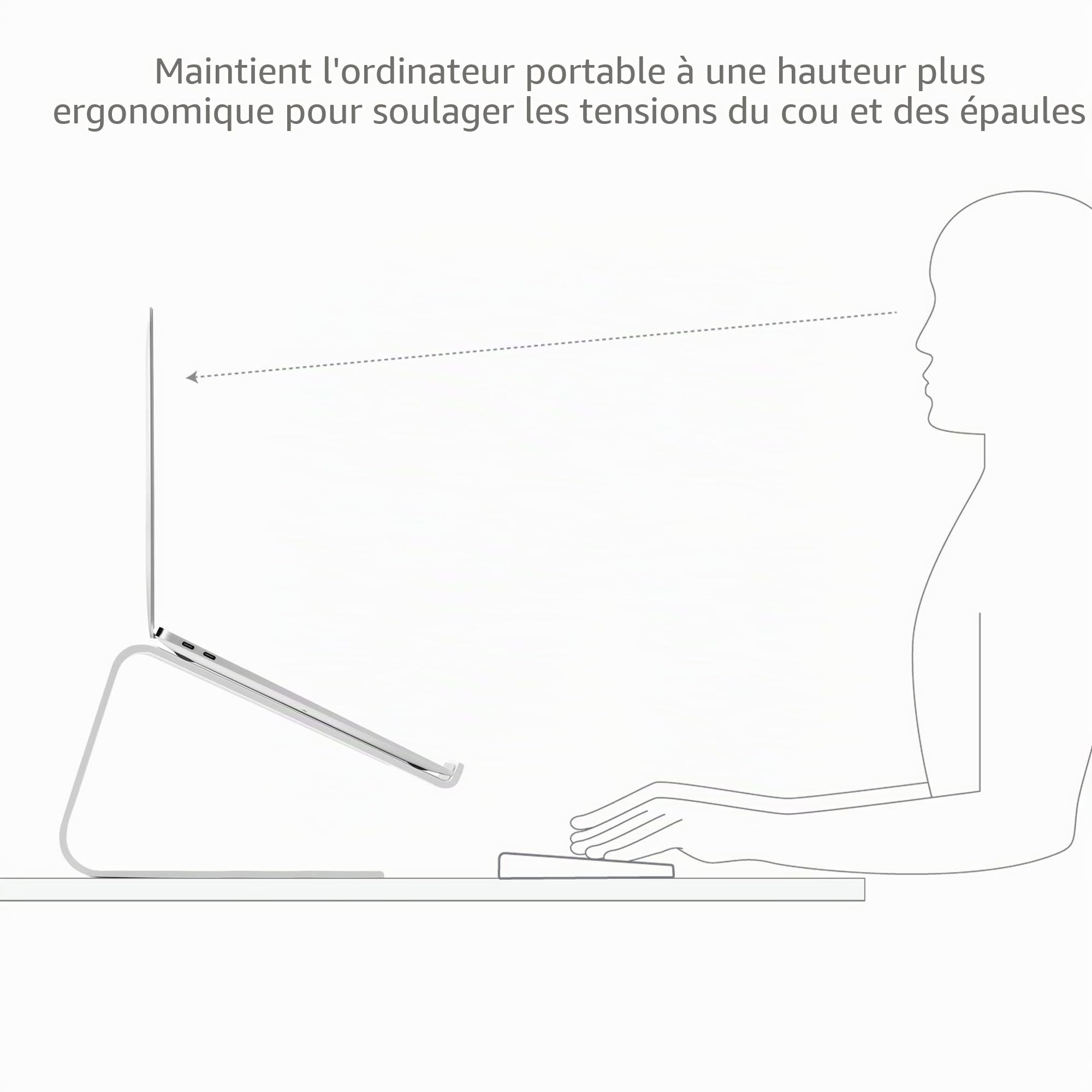 Twelve South Curve SE pour MacBooks et Ordinateurs Portables | Support de Refroidissement en Aluminium Ergonomique pour Bureau à Domicile ou au Bureau, Couleur Argent.
