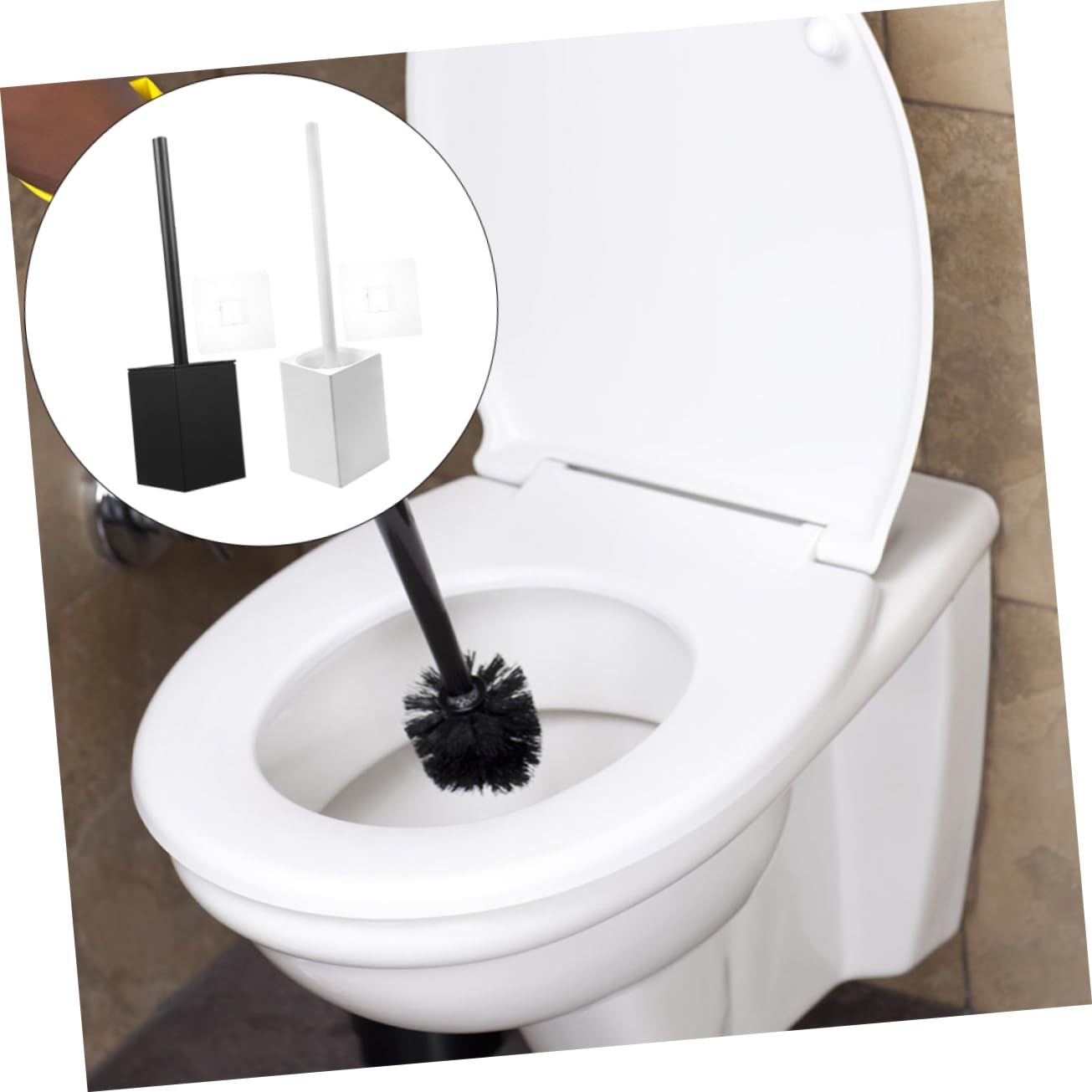 Juego de escobilla de inodoro con bloque de lechada y ambientadores de gel, incluye soporte para estropajo y cubo de aluminio para una limpieza eficaz del baño