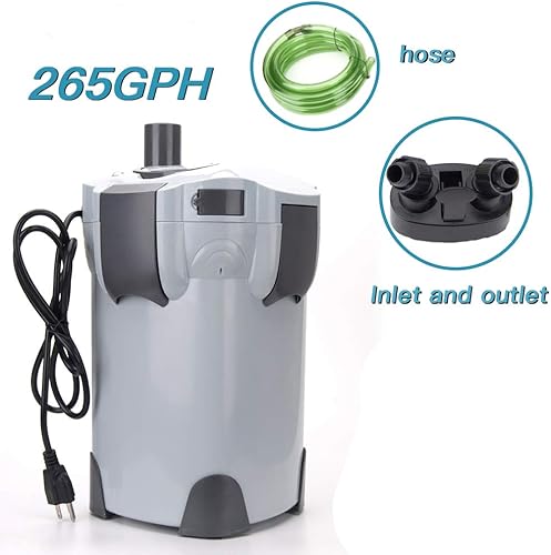 Miniatura 3 de Filtro externo de acuario Pingkay de 3 etapas con esterilizador UV de 9W 265GPH, juego de bomba integrada, contenedor