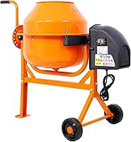 ZeHuoGe 3 Cu Ft Electric Cement Mixer - Portable 120V 1/3 HP Concrete Mixer for Mortar, Stucco, Fodder, Orange