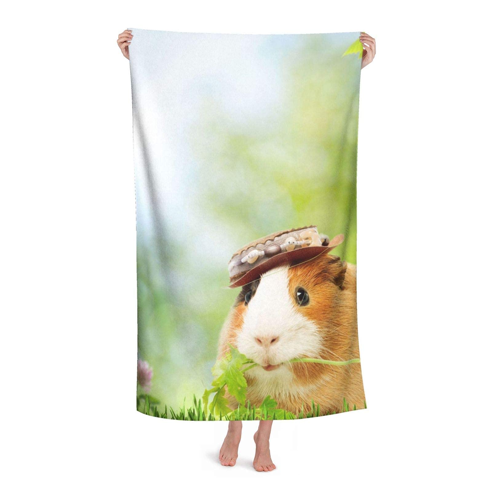 Lsjuee Summer Natural with Guinea Pig Beach Towel Teen Fast Dry Superfine Fiber Beach Towel Blanket Kids for Beach Swimming Class Honeymoon Camping Cruise SPA Swimming Hawaii 32INx52IN