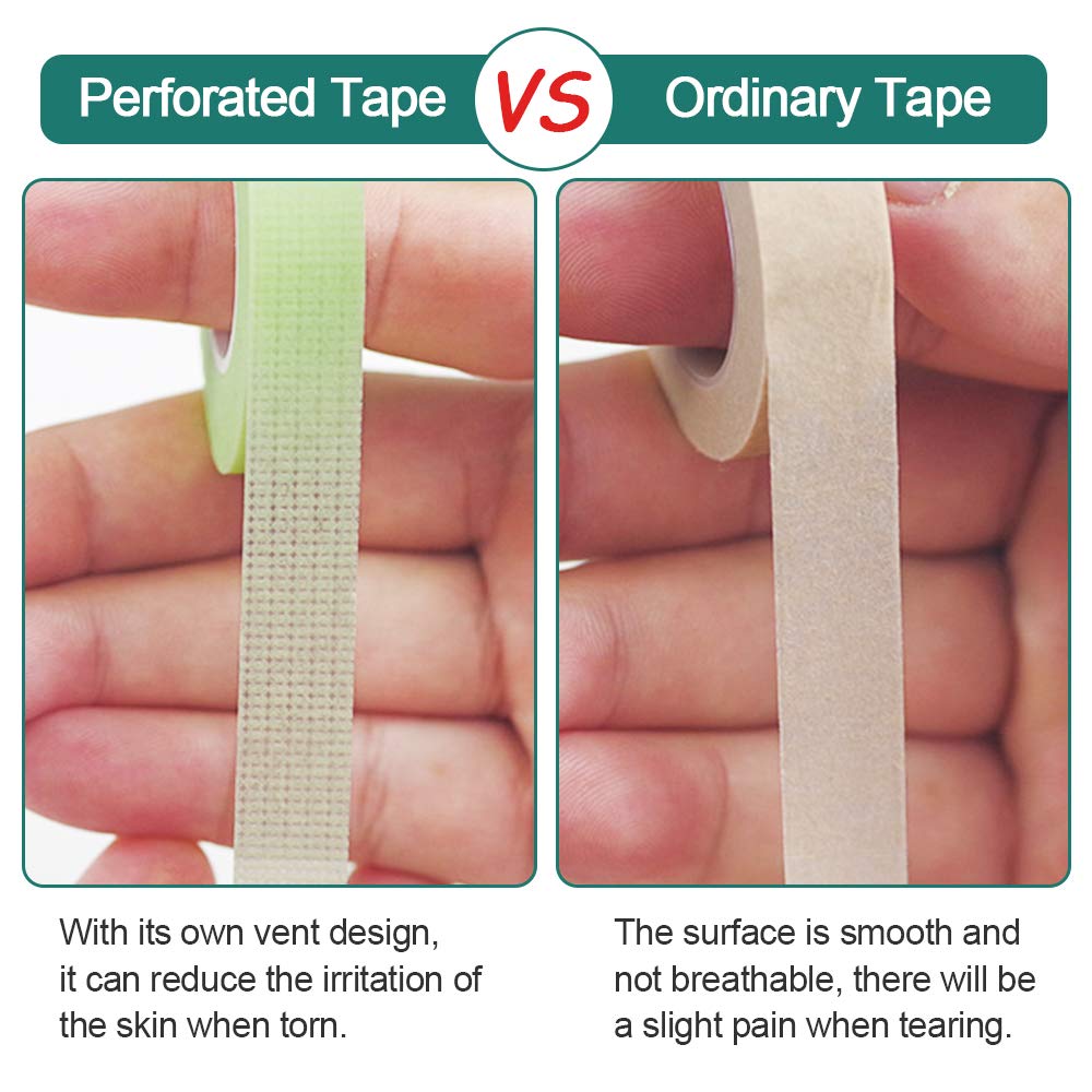 5 Rolls Eyelash Tape, EBANKU Green Lash Tape for lash Extension, Adhesive Breathable Micropore Fabric Medical Tape for Eyelash Extension Supply (0.5 inch x 10 Yards)