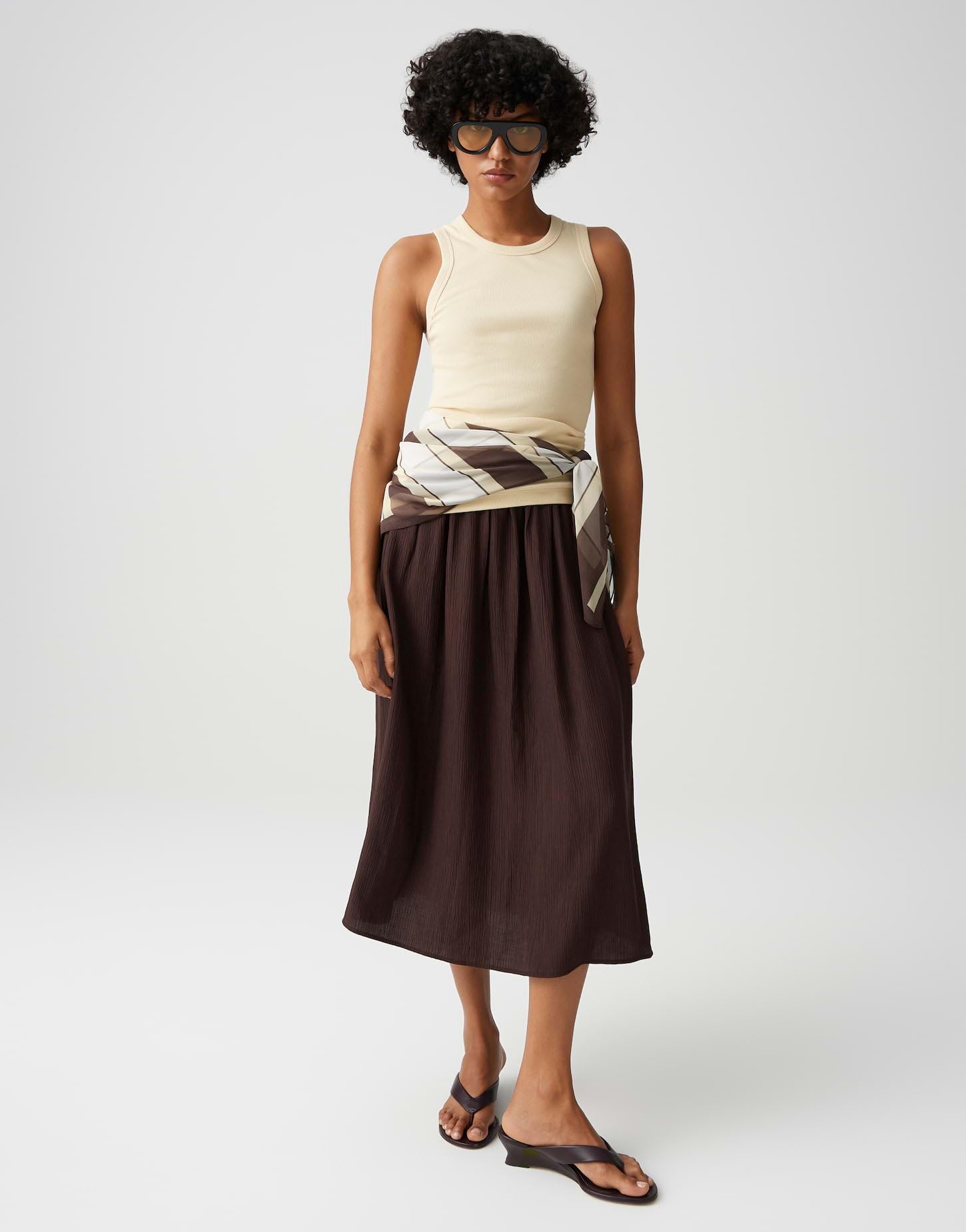OPUS Damen Midirock | Midirock mit bewegter Crinkle Struktur