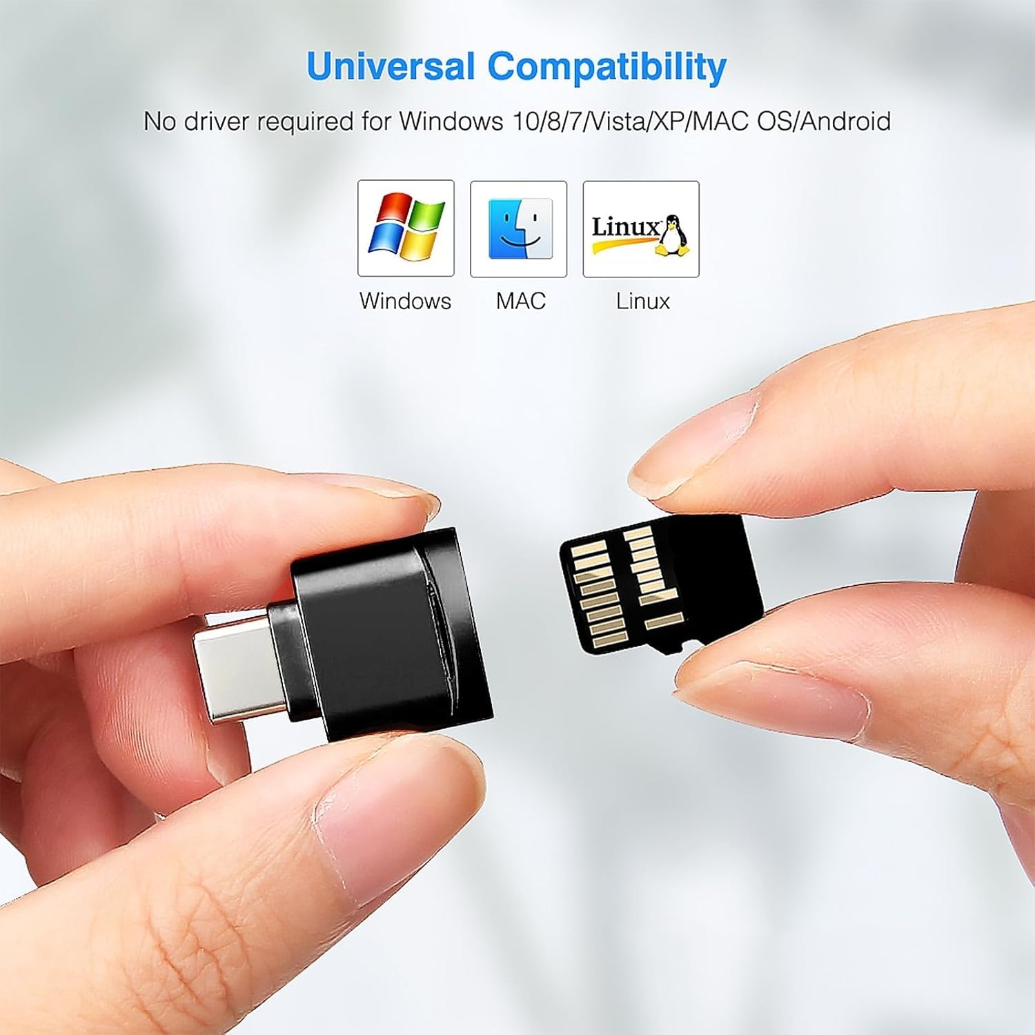 Scheda di memoria TF da 64 GB con adattatore di tipo C, classe 10, ad alta velocità, lettura/scrittura 24/7, registrazione video 24/7, per videocamera di sicurezza, smartphone, tablet (64 GB +