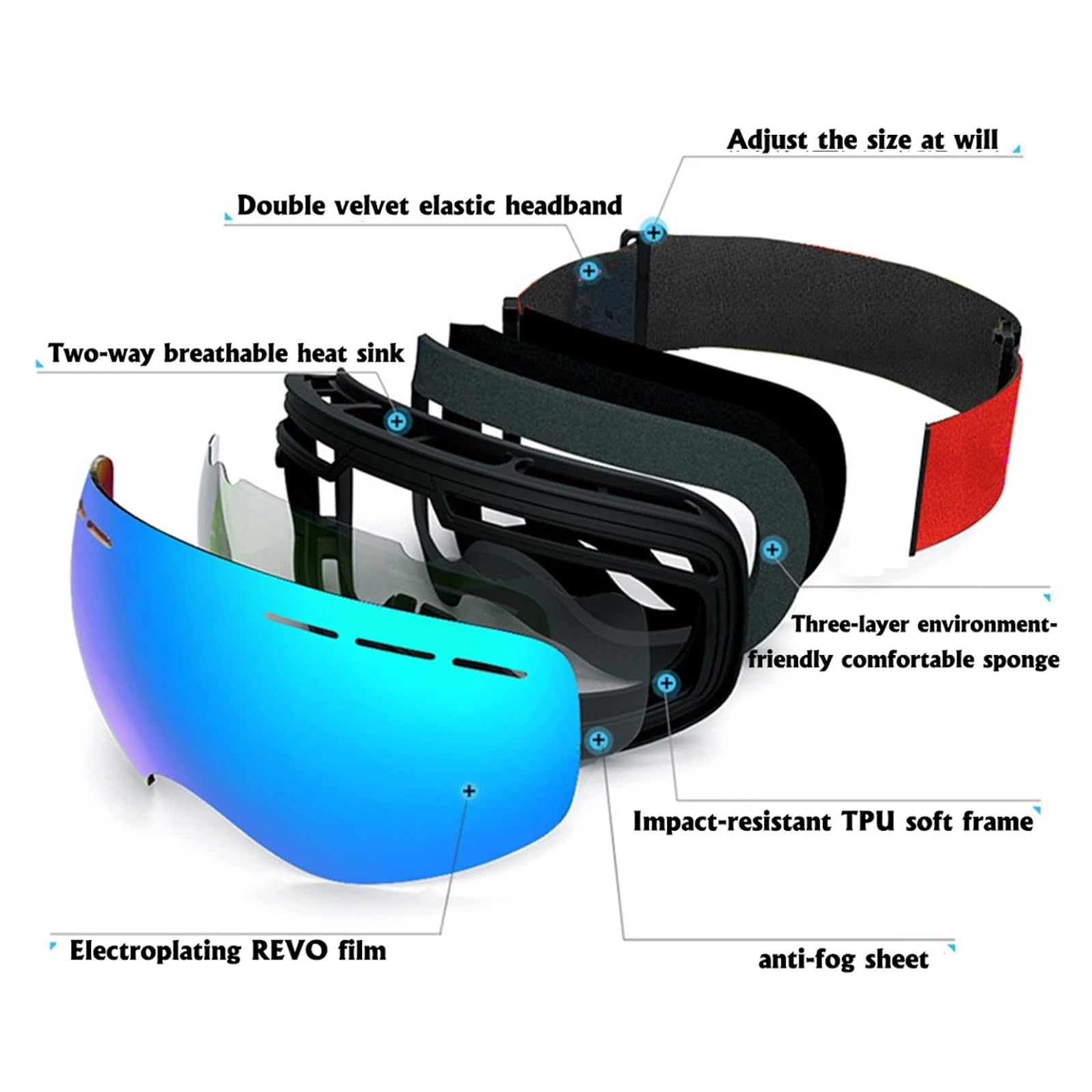 Lunette De Ski Children Ski Goggles Anti-Fog Double Layer Skiing Glasses Kids Snowboard Winter Outdoor Sports Goggle for Age 4-14
