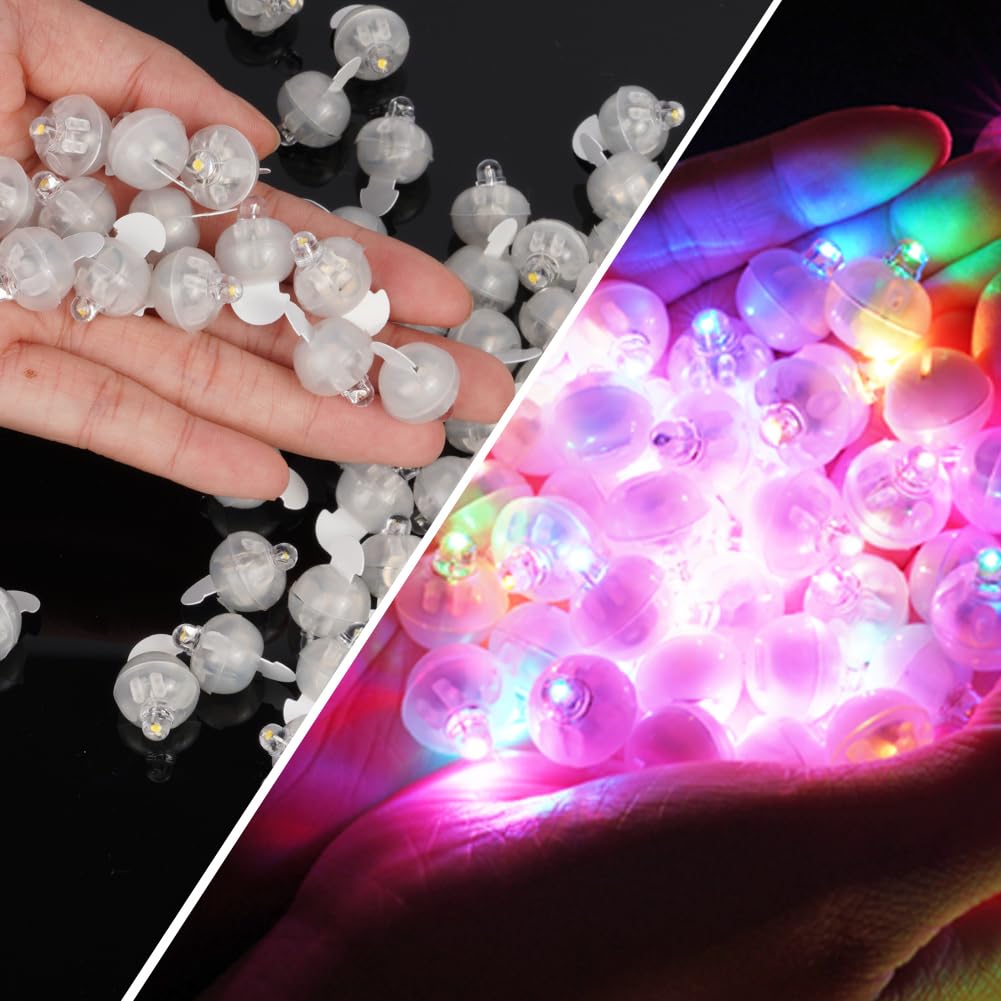 Amasawa 60 Pezzi Palloncini luci Mini Lampade a LED per Matrimonio Bambini Feste di Compleanno Decorazione di Natale di Halloween,LED Rotonde Balloon Lights Flash Palla lampade (Luci Colorate