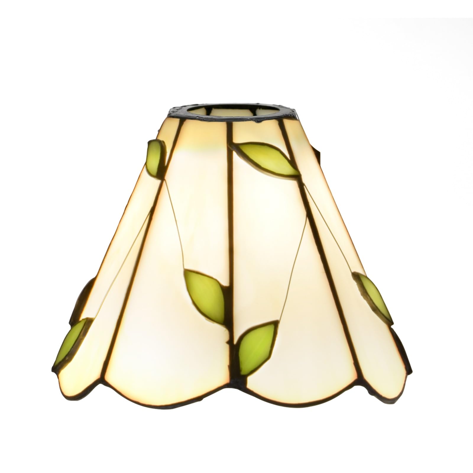 Tiffany Shade Replacement 6" Fresh Simple Leaves Stained Glass Lamp Shade Replacement Home Decor Lampshades Accessories Fit for Pendant Light Ceiling Lights Wall lamp Floor Lamps(Beige)