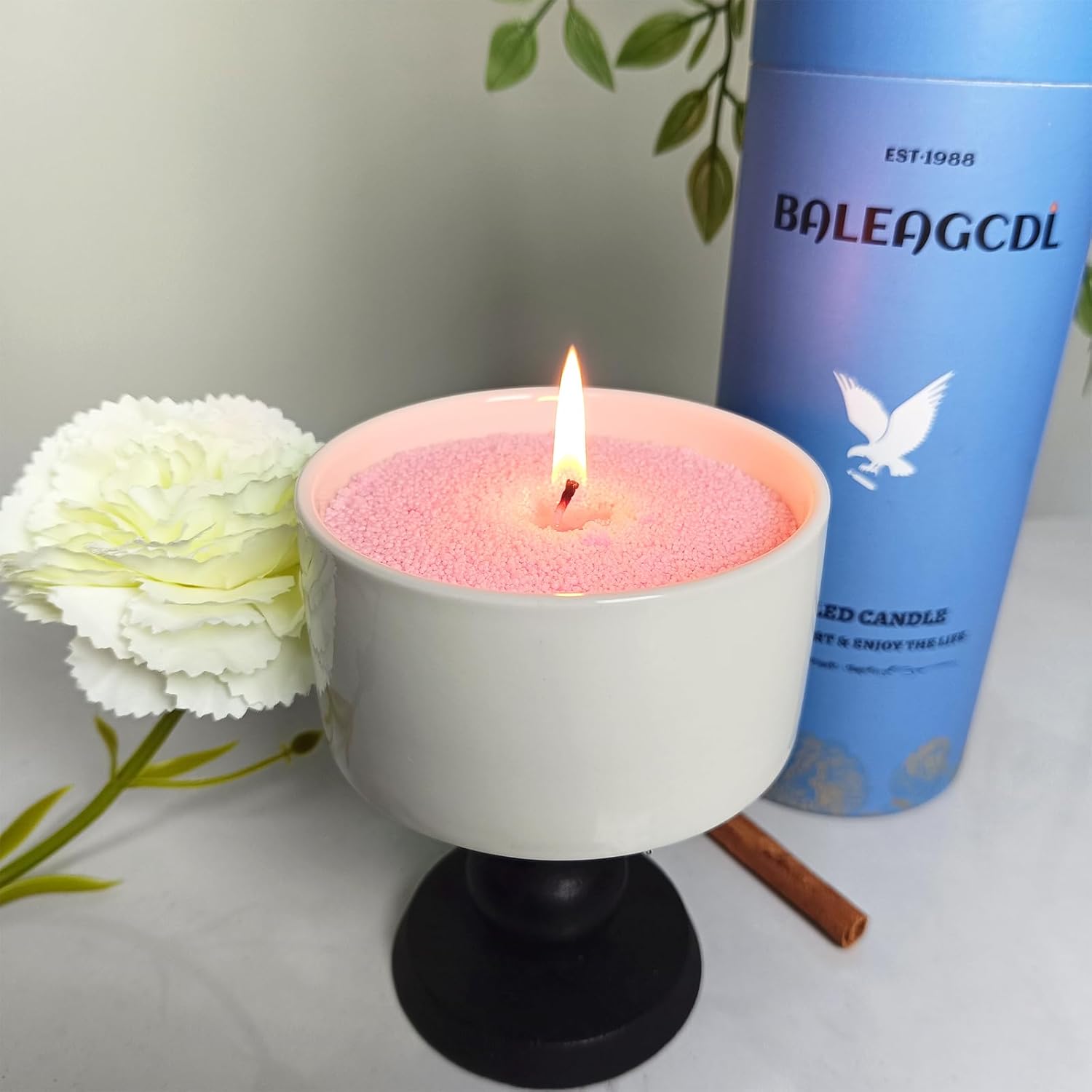 Pearled Candle 18 Oz with 30 Wicks - Rose Scented Sand Candles Pink Refillable Wax Lasts up to 120 Hours - Smooth and Clean Burning for Candle Making
