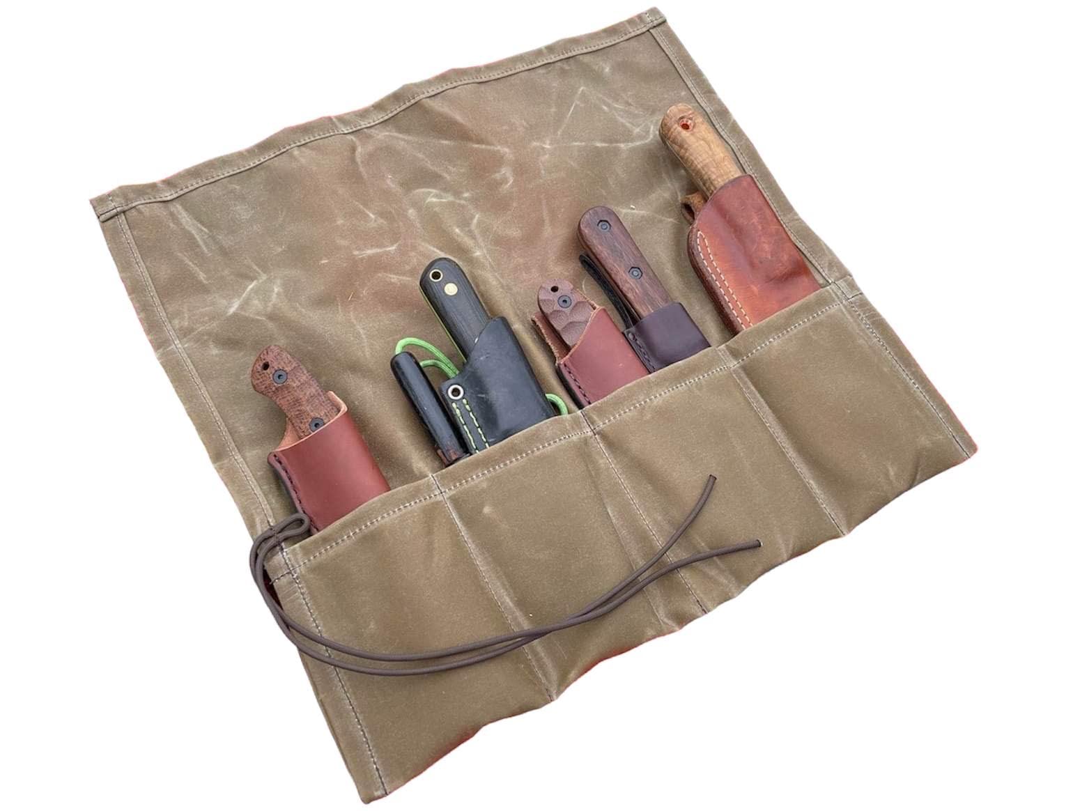 Bushcraft Knife Roll, Waxed Canvas Knife Roll, Tool Roll, Survival Tool Kit