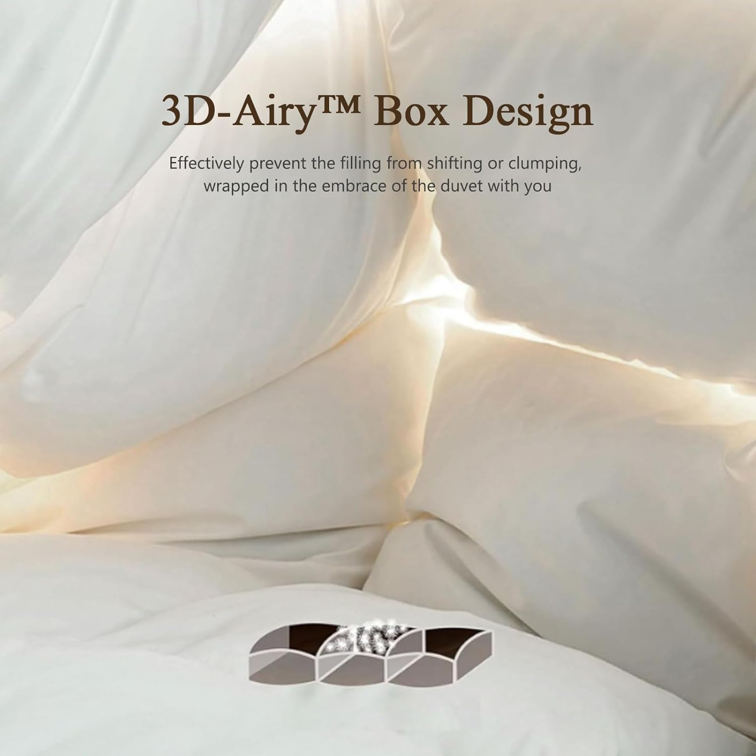 BPC Organic Feather Down Fiber Comforter Queen Size with 100% Organic Cotton Cover, 750 Fill Power Cloudy-Fluffy Duvet Insert for Medium Warmth, White, 90x90 Inches - Image 6