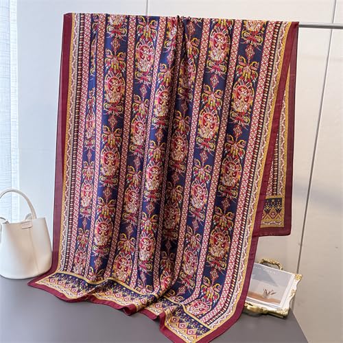Image of ZDMHSH Fashion Scarves Scarf 100% Silk Feeling Scarf Silk Like Scarves Long Lightweight Sunscreen Shawls for Women