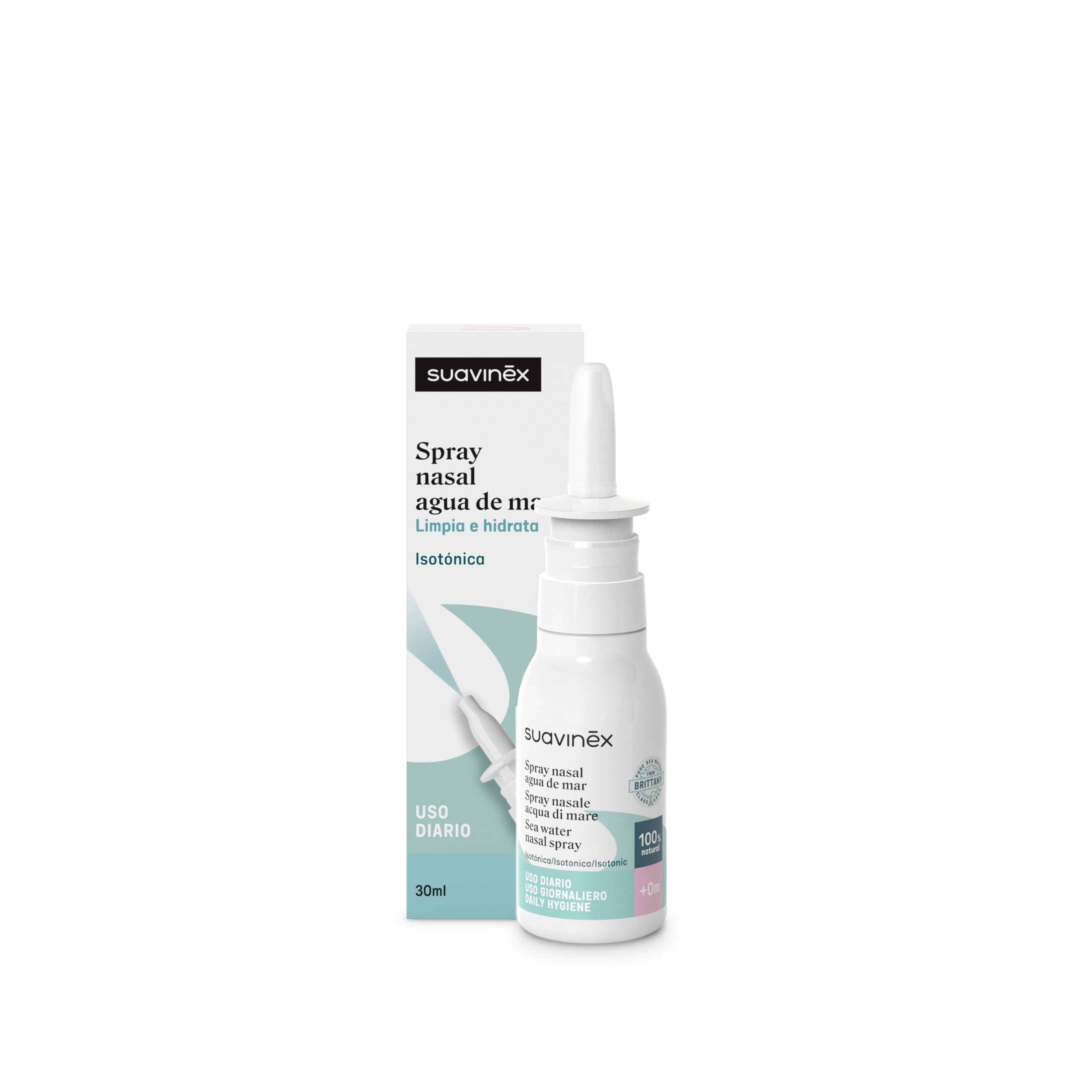 Suavinex, Nasal Spray for Babies with Sea Water, Pediatric Spray, Suitable for Newborns, Isotonic, for Daily Hygiene, for Nasal Washes, Cleans and Moisturizes, Gentle Strength, 100% Natural, 30 ml