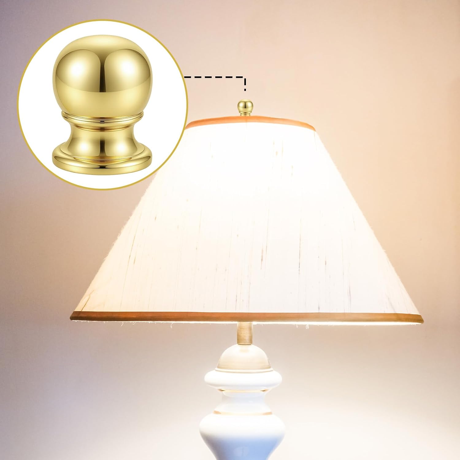 2Pcs Brass Lamp Finials, Quality Solid Brass Finial for Lamp Shade Holder Harp, Antique Brass' Lamps Finials Decorative for Table Lamp', Floor Lamps(Gold)