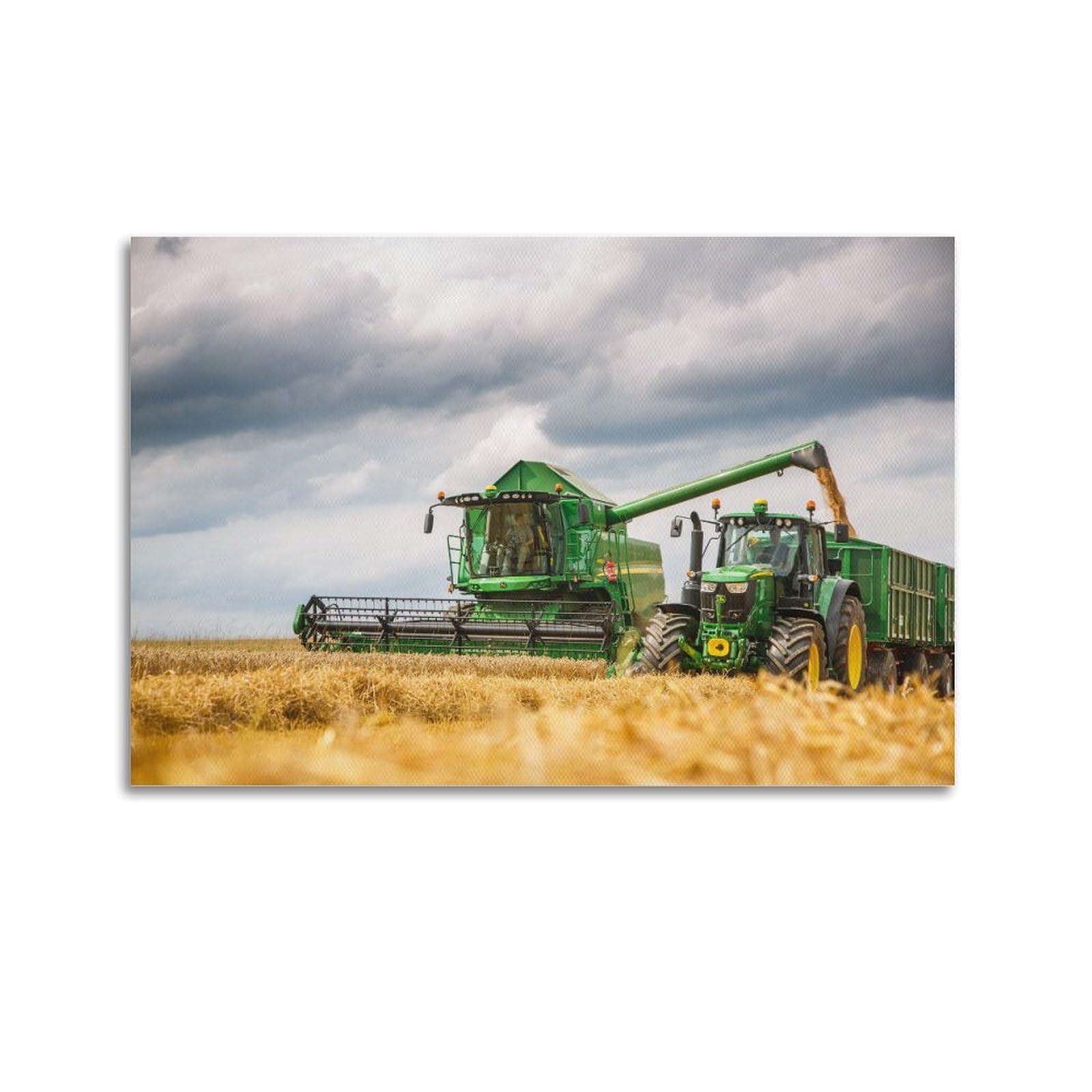 Glmhok Unframe-Style Agricultural Engineering Vehicle Poster Combine Harvester Fields Tractor Work Decorative Painting Canvas Poster 12X18inch(30X45cm)