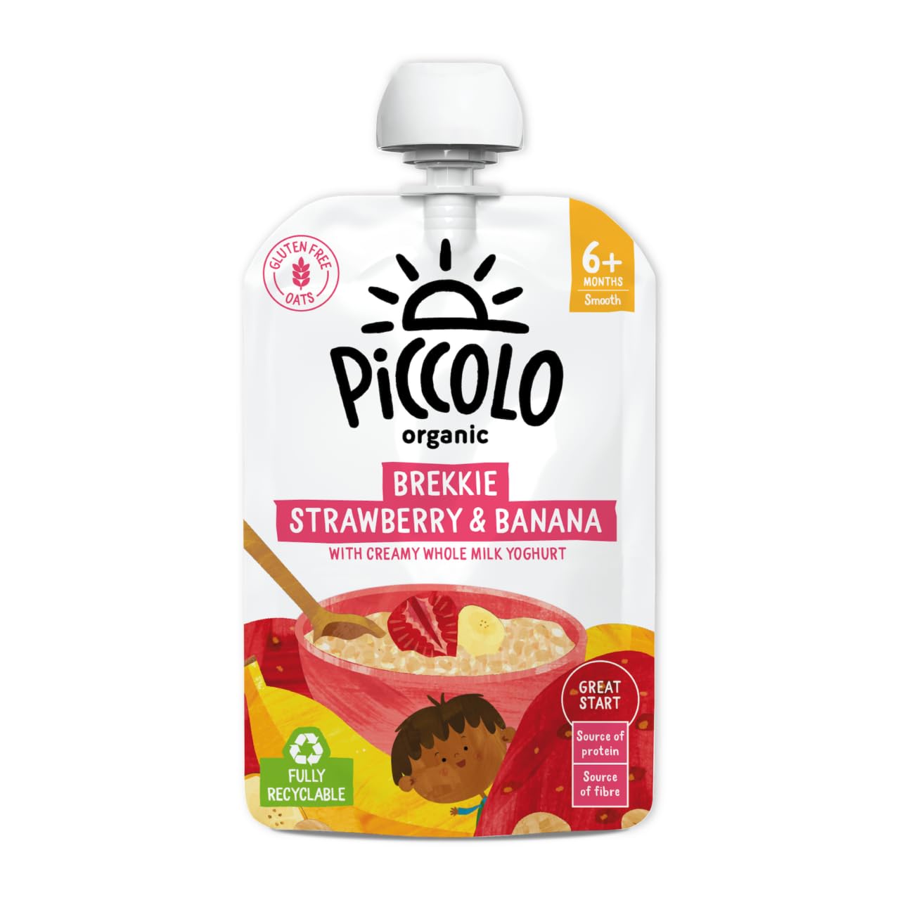 Piccolo Organic Brekkie Strawberry & Banana Stage 1 100g - 7 Pack