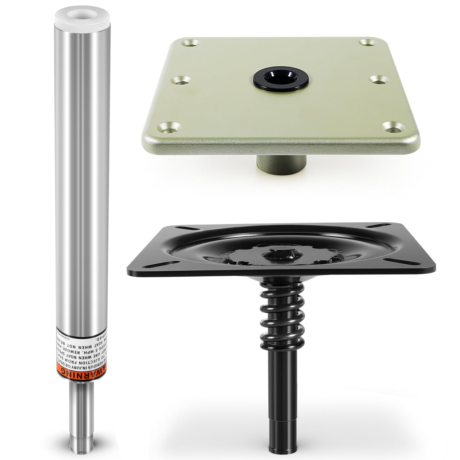 Il kit di montaggio per sedile della barca include Lock'N-Pin 3/4" (1002), SP-2114 perno fisso da 27,9 cm e piastra di base da 17,8 x 17,8 cm | Sistema di piedistallo di grado marino per sedili da