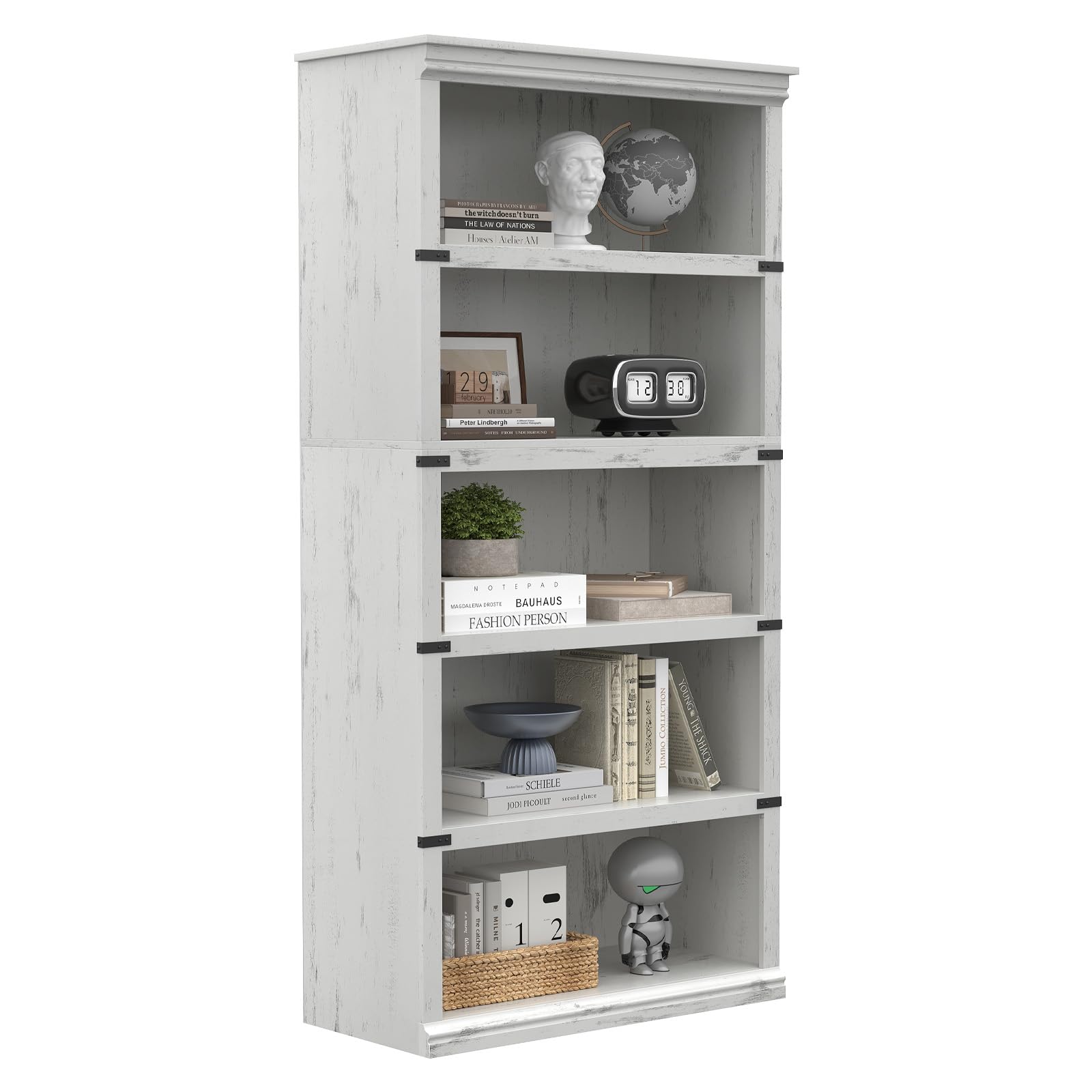 Bücherregal/Standregal, 5 Ebenen - Hohes Holzregal Mit Offenen Ablagen, Stabil Für Schwere Bücher - Für Home Office/Wohnzimmer/Schlafzimmer - Farbe: Weiß Größe: 80 * 32 * 171