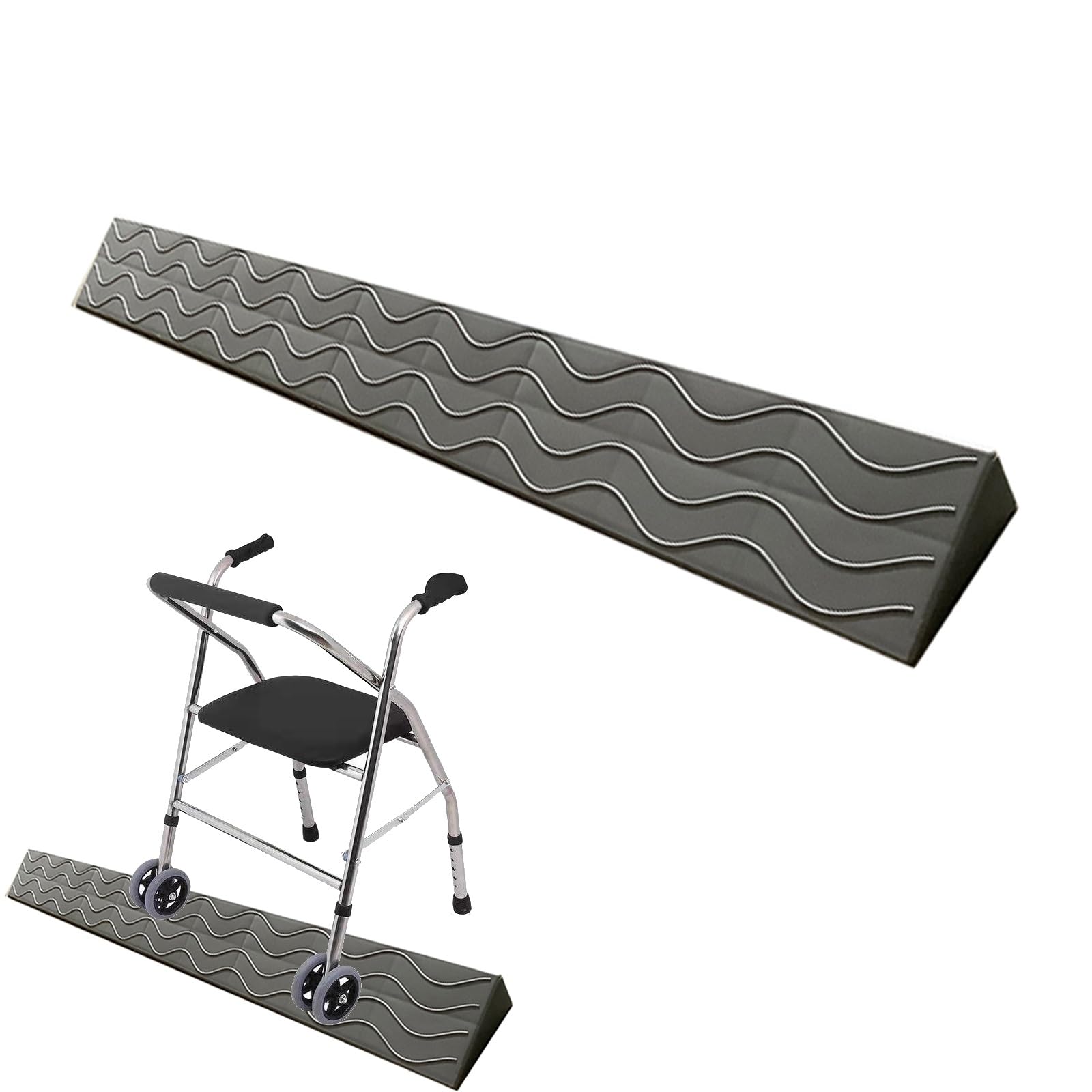 Trunxucl Grå Rise Threshold Ramp, Ramps For Wheelchair Scooter Sweeping Robot, Non-Slip Textured Surface, Suitable For Doorways, Stairs, Steps, Curbs (Color : Size : 100X12x5cm)