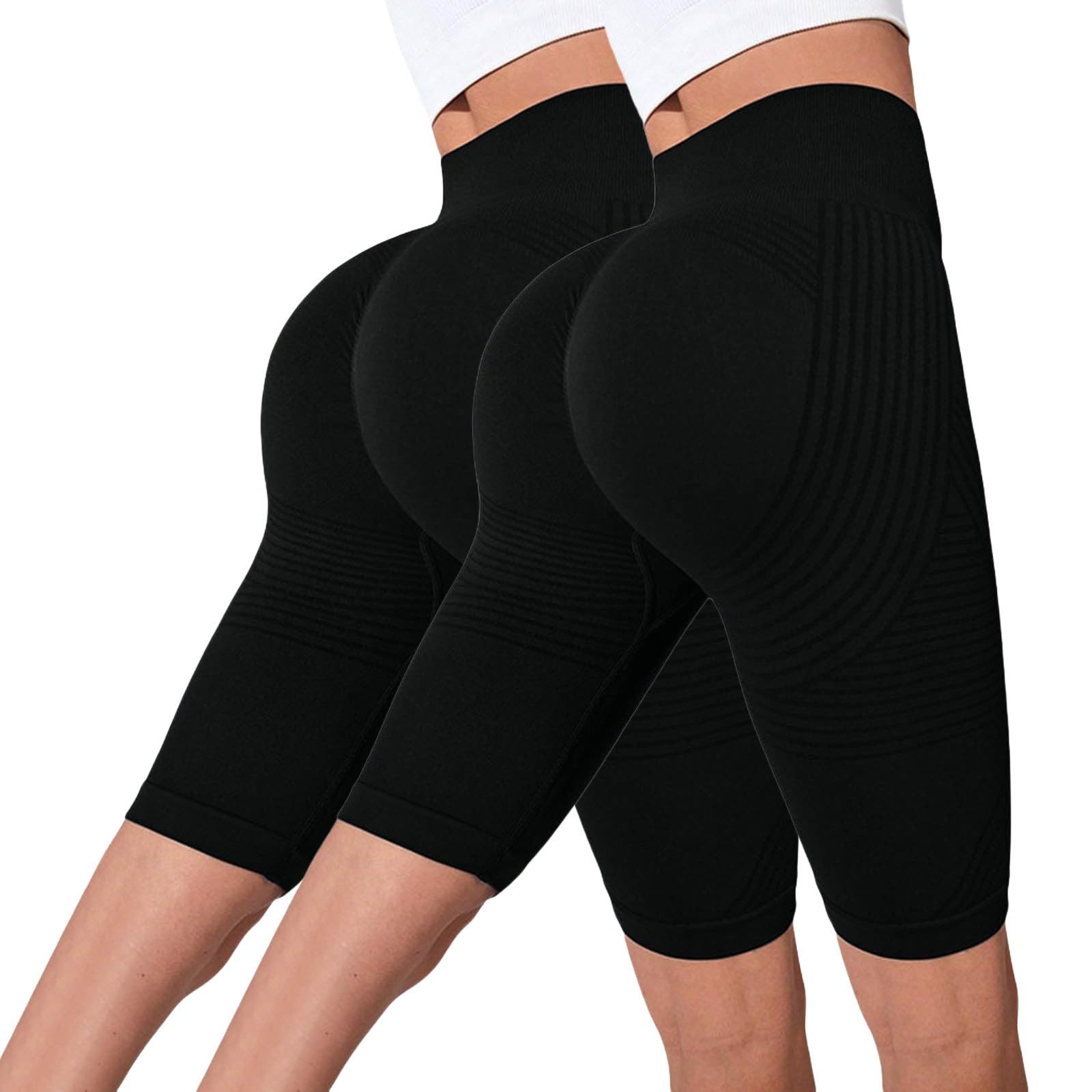 2 Pack Leggins Anticeluliticos Mujer Leggings 3D Anticelulitico,Leggins Cortos Mujer,Shorts Leggings Anti Cellulite,Mallas De Compresion Leggin Anticelulitis Push Up para Yoga y Gym Deportes Mallas