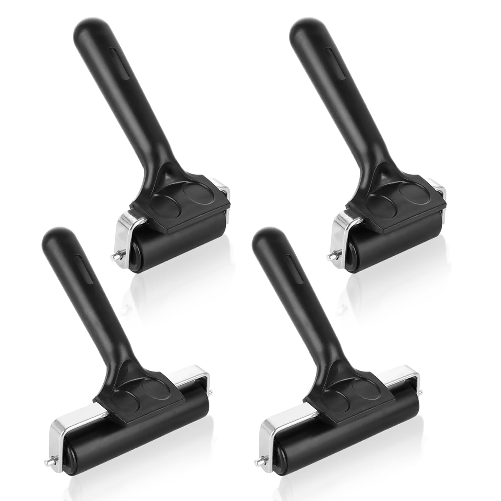 VIDETOL 4 Pcs Brayer Roller, 2.4 inch/3.9 Inch Block Printing Ink Brayer, Handle Rubber Brayers Roller for Arts & Crafts, Printmaking, DIY, Block Printing