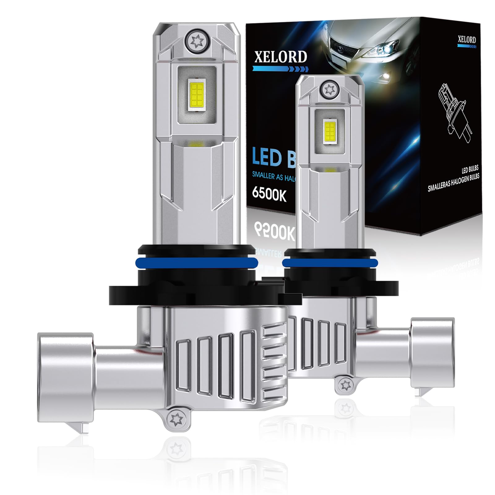 XELORD LED HIR2 9012 Lampadine Auto,6500K Luce Bianca Brillante 55W 14000LM,1:1 Design Plug-n-Play,Sostituzione dei Alogena,Pack of 2
